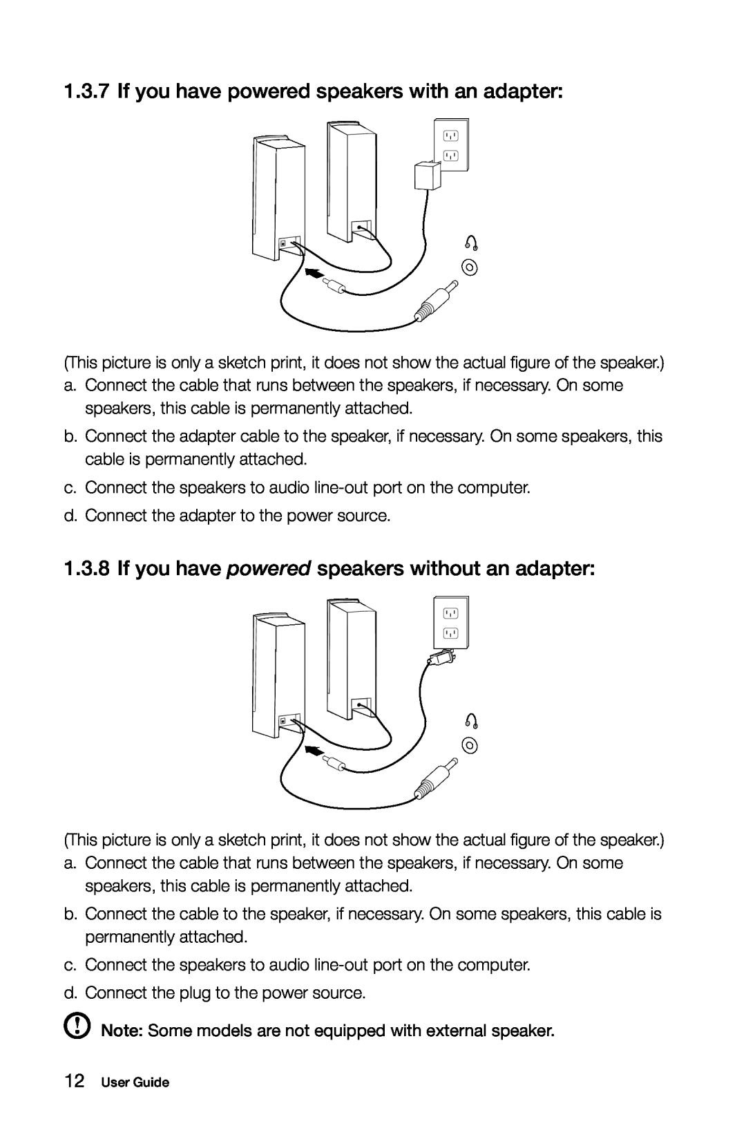 Lenovo 10080/3099/1194 manual If you have powered speakers with an adapter, If you have powered speakers without an adapter 