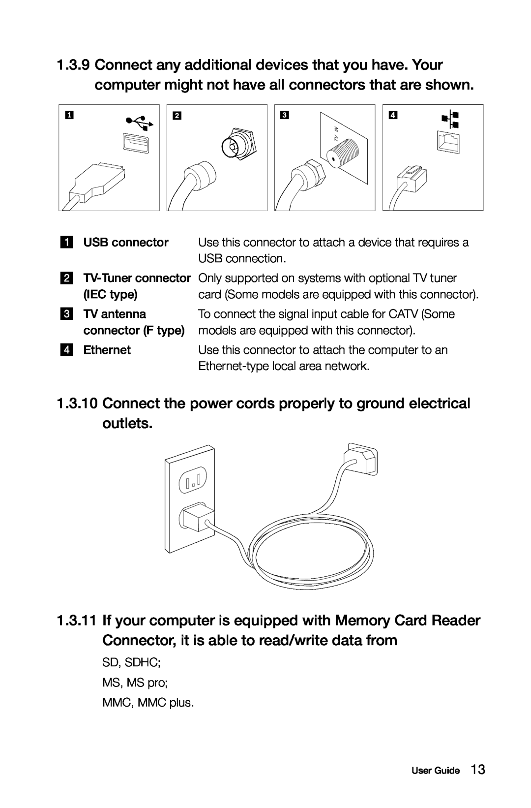 Lenovo 10091/2558/1196, 10080/3099/1194 manual Connect the power cords properly to ground electrical outlets 