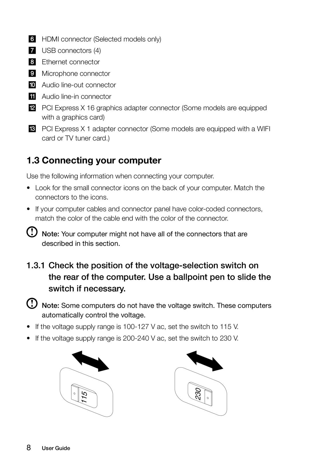 Lenovo 10080/3099/1194, 10091/2558/1196 manual Connecting your computer 