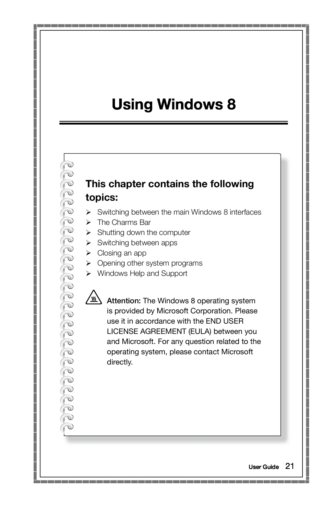 Lenovo 10120/90A0 [K450 NON-ES], 10121/90A1 [K450 ES] manual Using Windows, This chapter contains the following topics 