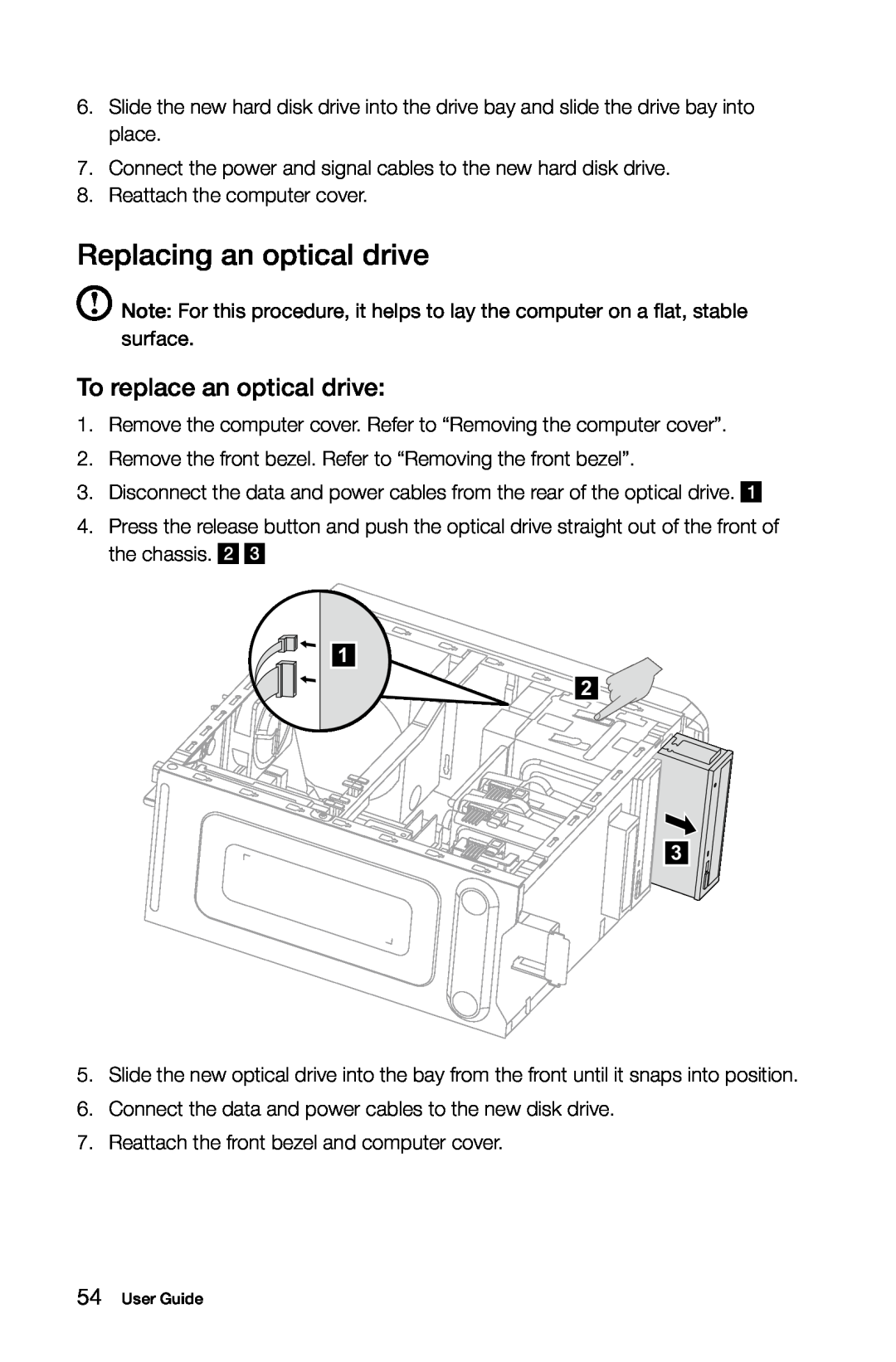 Lenovo 10090/2556/4748 [K415], 10121/90A1 [K450 ES] manual Replacing an optical drive, To replace an optical drive 