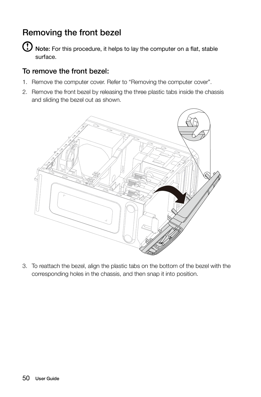 Lenovo 10121/90A1 [K450 ES], 10120/90A0 [K450 NON-ES] manual Removing the front bezel, To remove the front bezel 