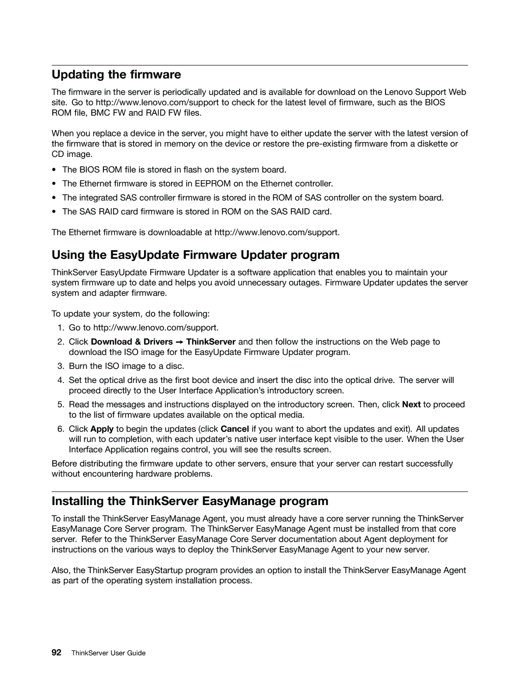 Lenovo 1046, 1047, 1045, 1048 manual Updating the firmware, Using the EasyUpdate Firmware Updater program 