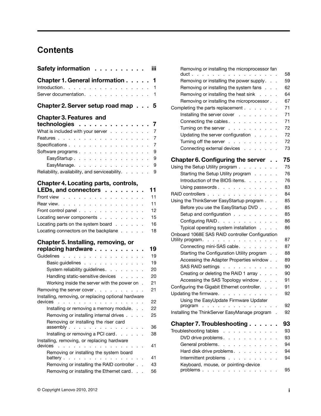 Lenovo 1048, 1046, 1047, 1045 manual Contents 