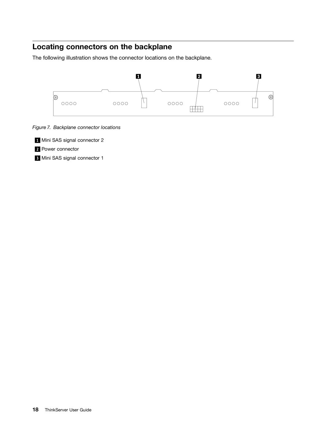 Lenovo 1045, 1046, 1047, 1048 manual Locating connectors on the backplane, Backplane connector locations 