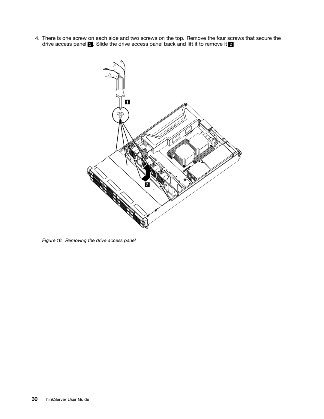 Lenovo 1045, 1046, 1047, 1048 manual Removing the drive access panel 