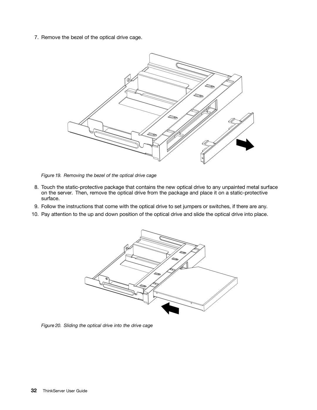 Lenovo 1046, 1047, 1045, 1048 manual Remove the bezel of the optical drive cage 