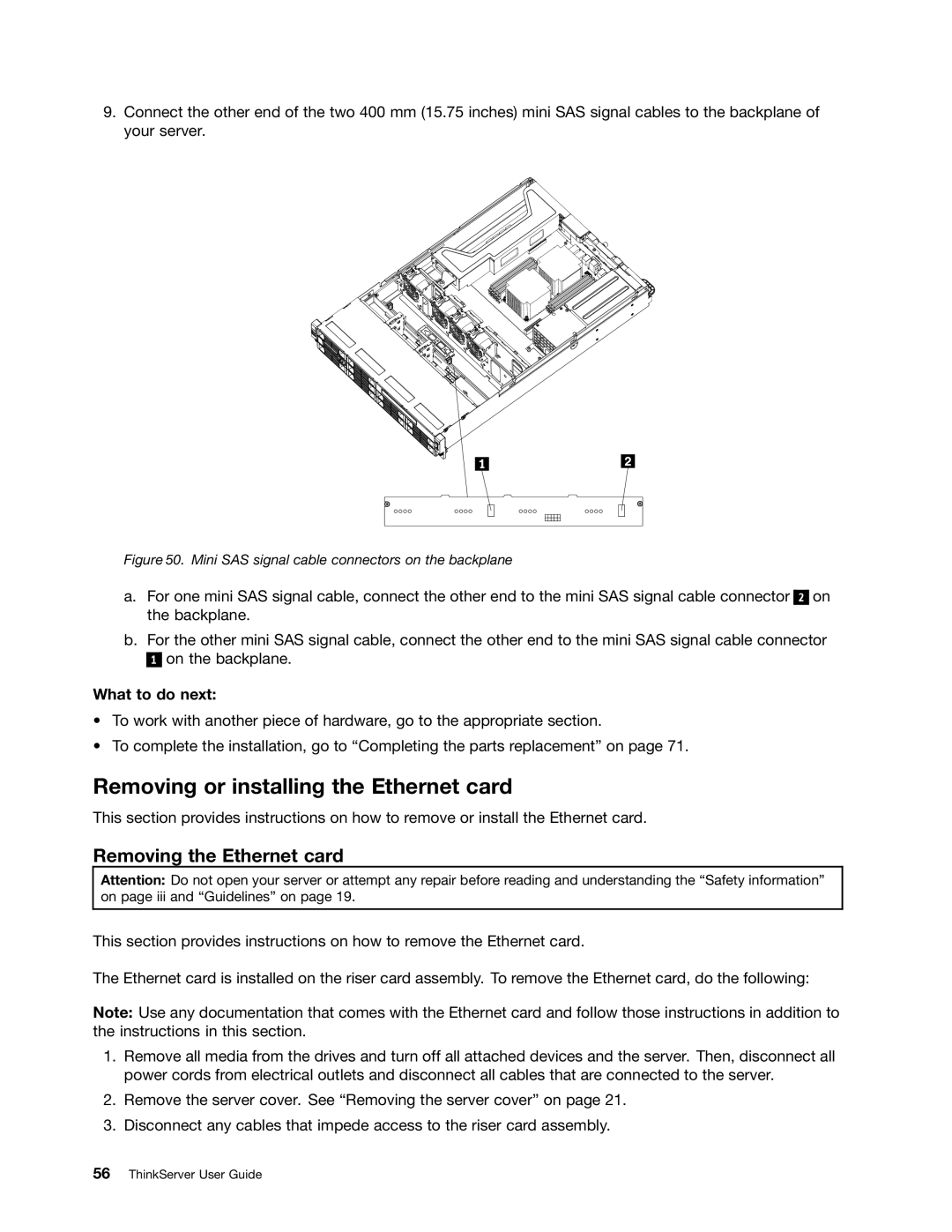 Lenovo 1046, 1047, 1045, 1048 manual Removing or installing the Ethernet card, Removing the Ethernet card 