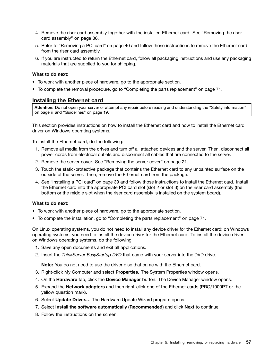 Lenovo 1047, 1046, 1045, 1048 manual Installing the Ethernet card 