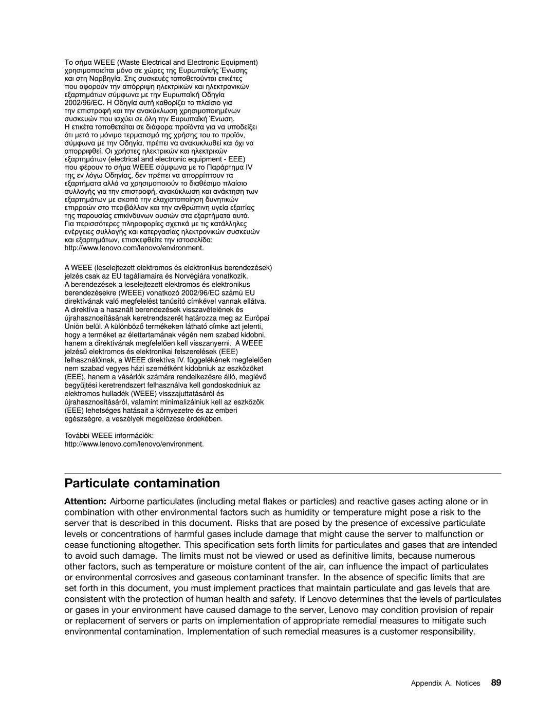 Lenovo 1105, 1098, 1100, 1106 manual Particulate contamination 