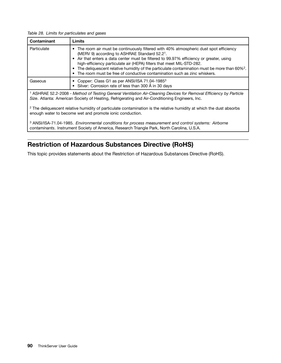 Lenovo 1100, 1098, 1105, 1106 manual Restriction of Hazardous Substances Directive RoHS, Contaminant Limits 