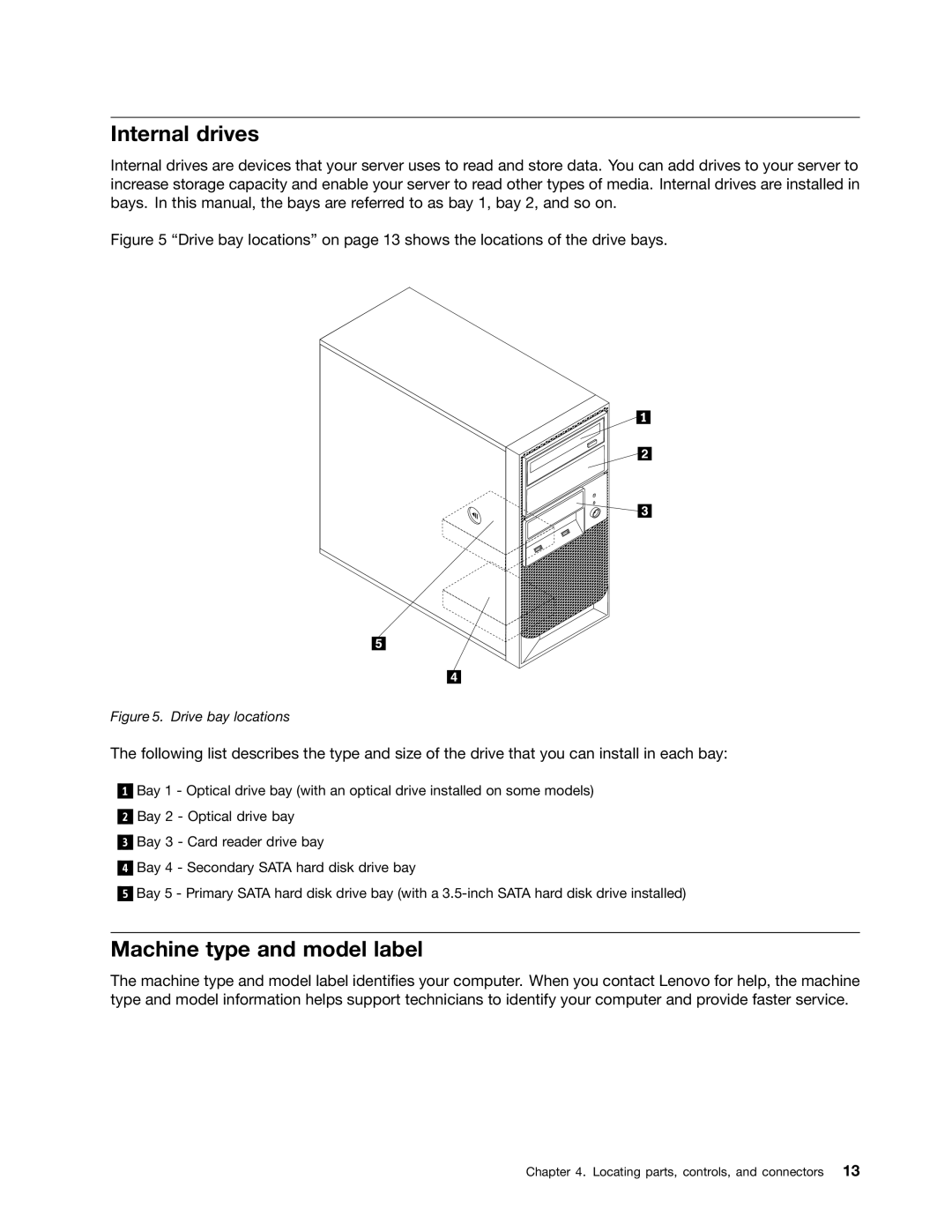 Lenovo 1105, 1098, 1100, 1106 manual Internal drives, Machine type and model label 