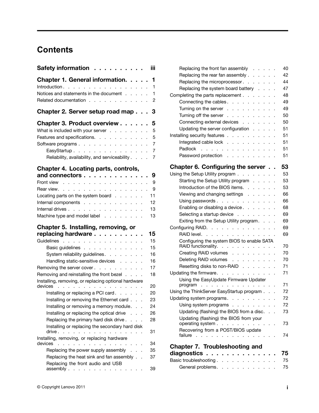 Lenovo 1106, 1098, 1105, 1100 manual Contents 