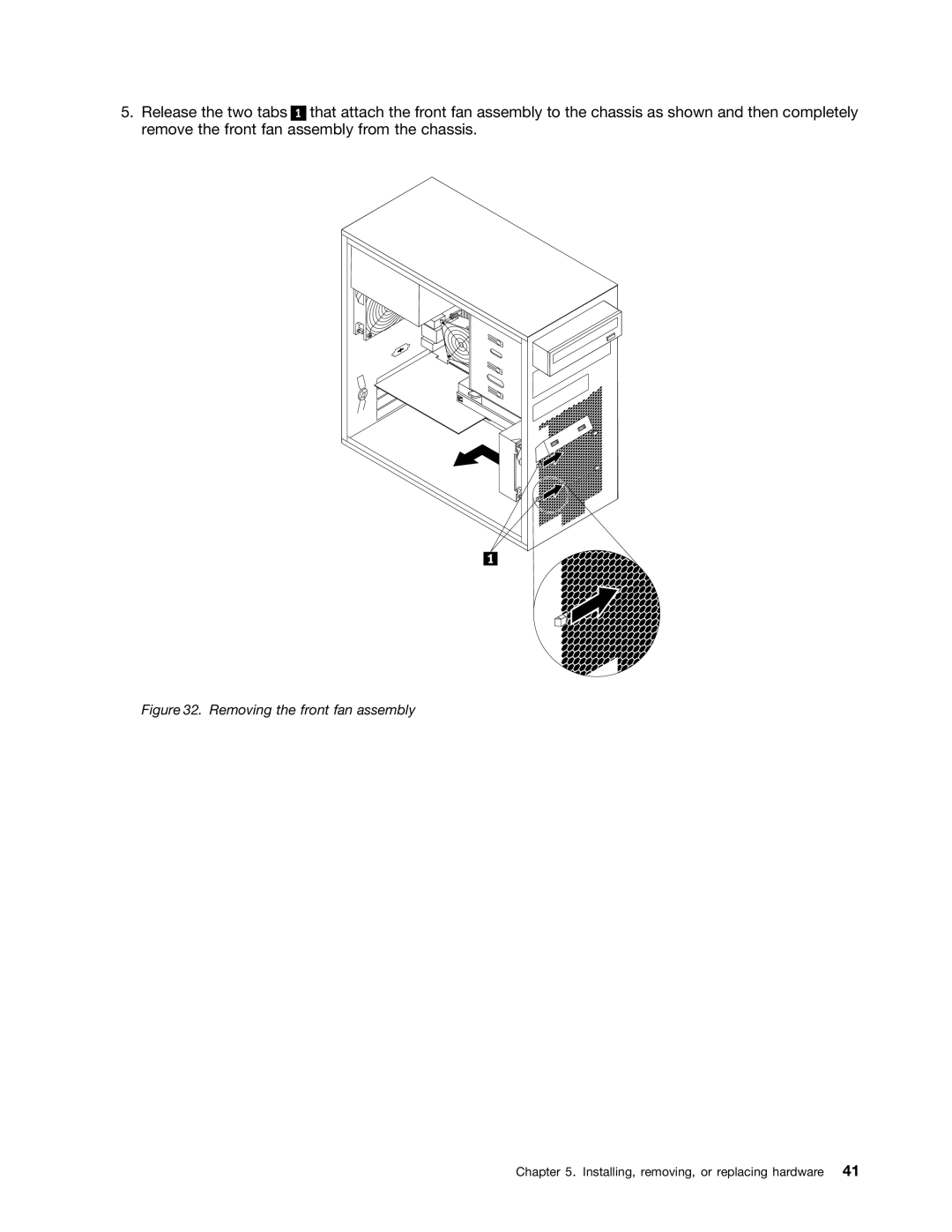 Lenovo 1105, 1098, 1100, 1106 manual Removing the front fan assembly 