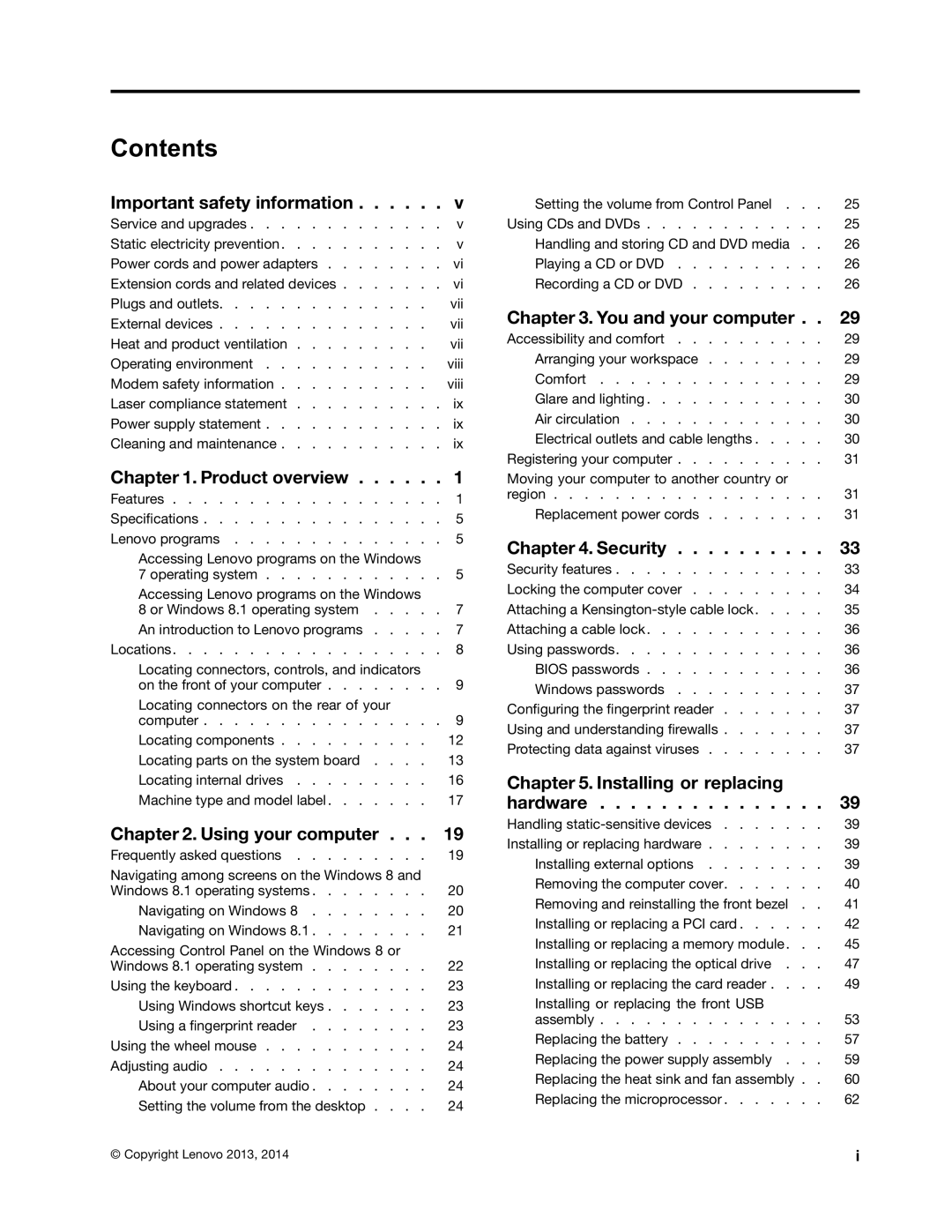 Lenovo 10AB000KUS manual Contents 