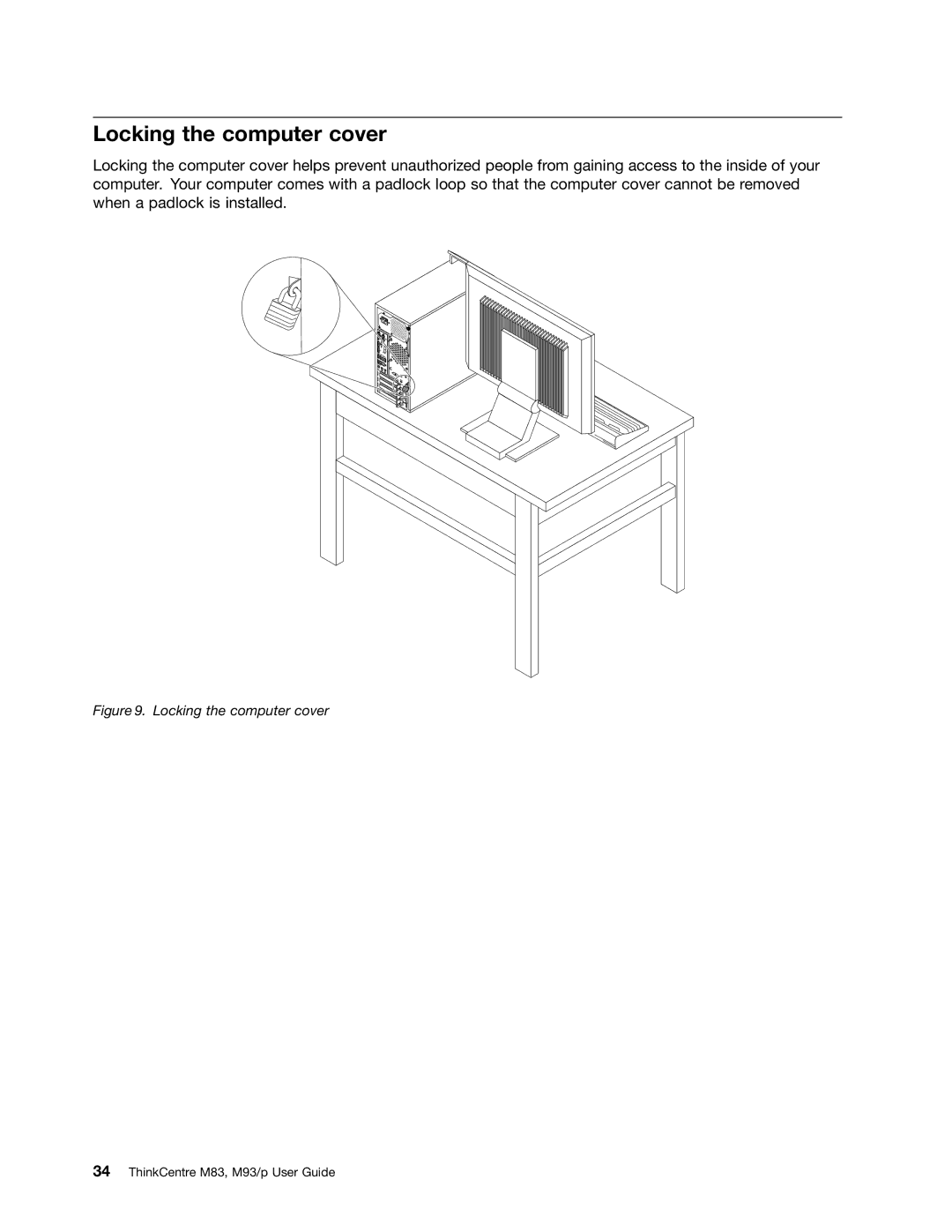 Lenovo 10AB000KUS manual Locking the computer cover 