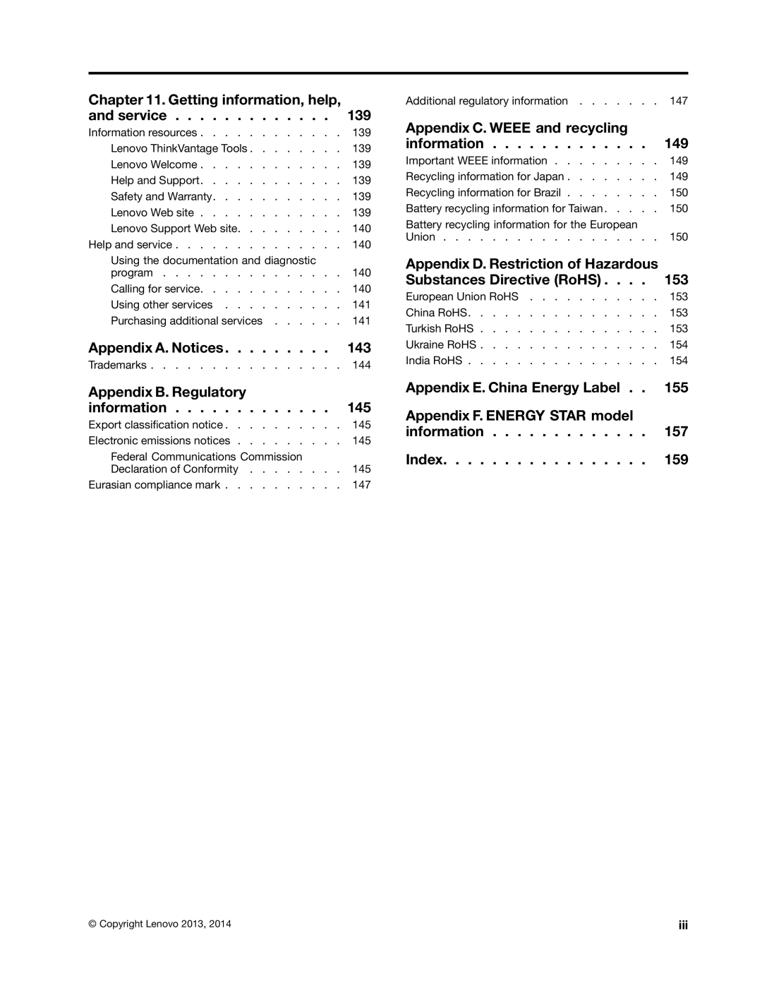 Lenovo 10AB000KUS manual Appendix A. Notices 143 