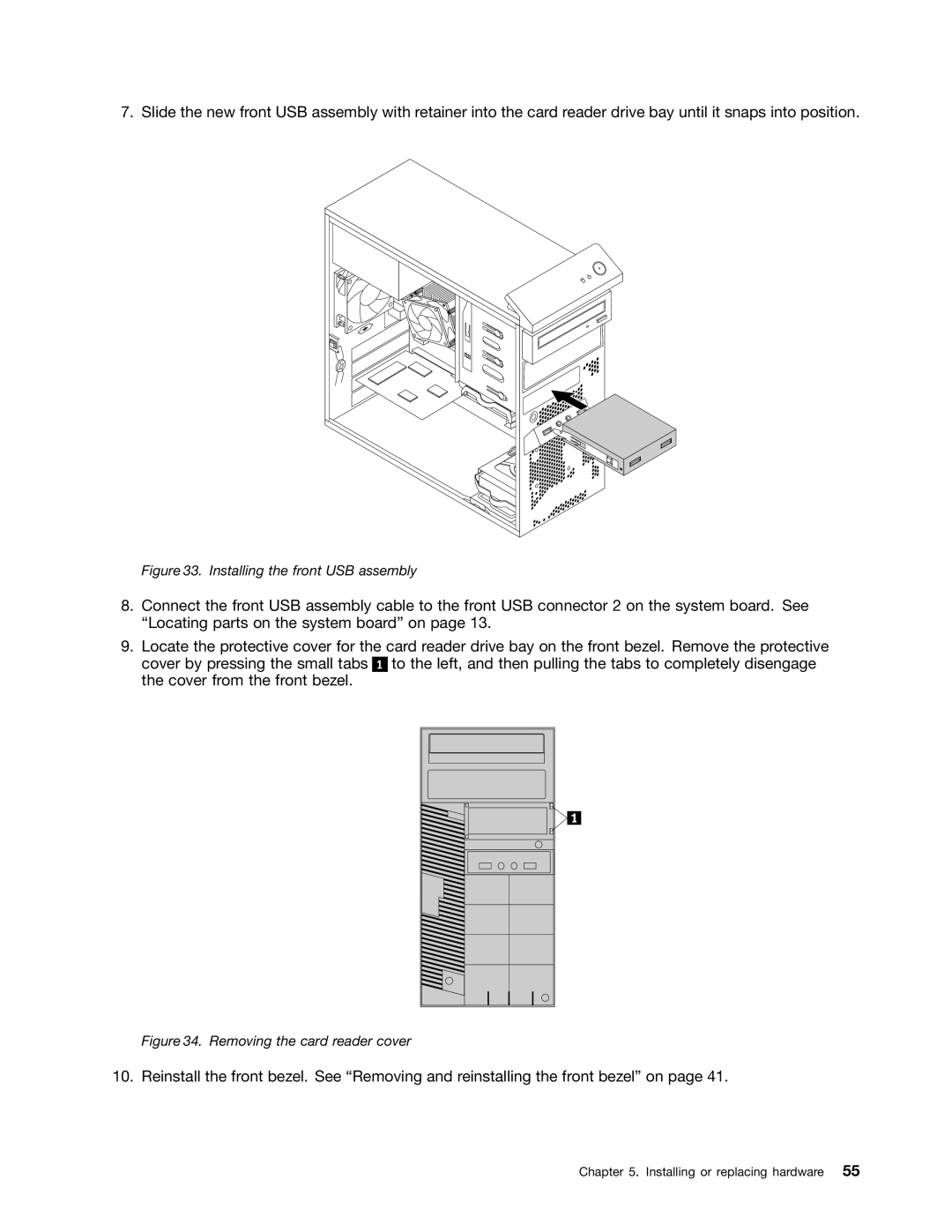 Lenovo 10AB000KUS manual Installing the front USB assembly 