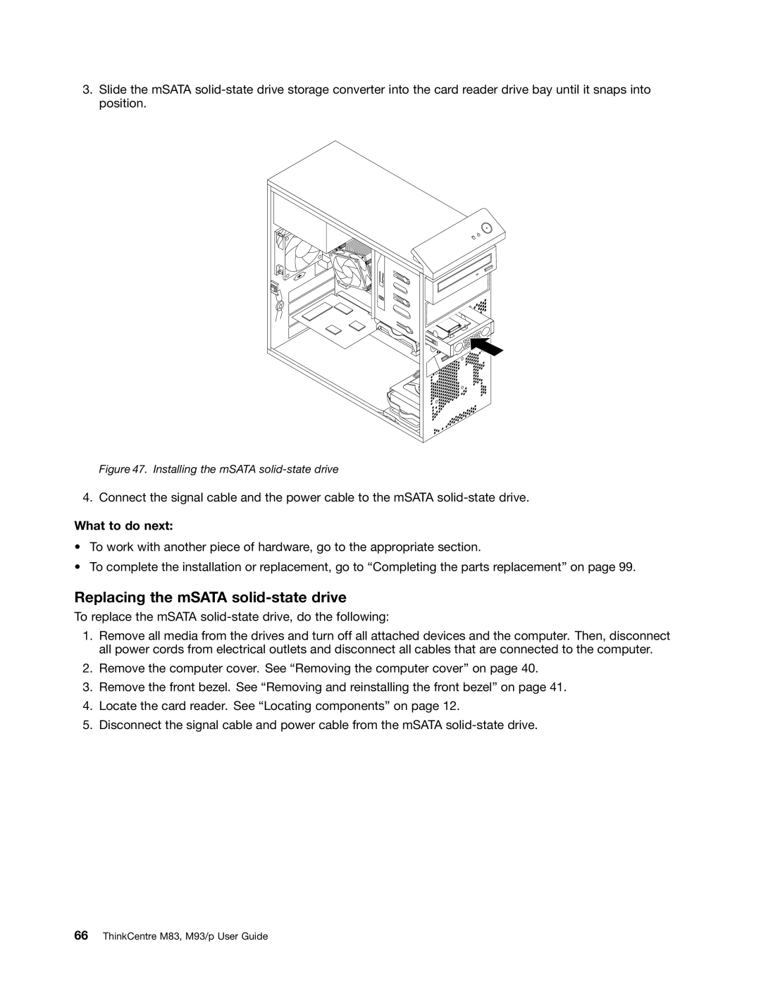 Lenovo 10AB000KUS manual Replacing the mSATA solid-state drive, Installing the mSATA solid-state drive 