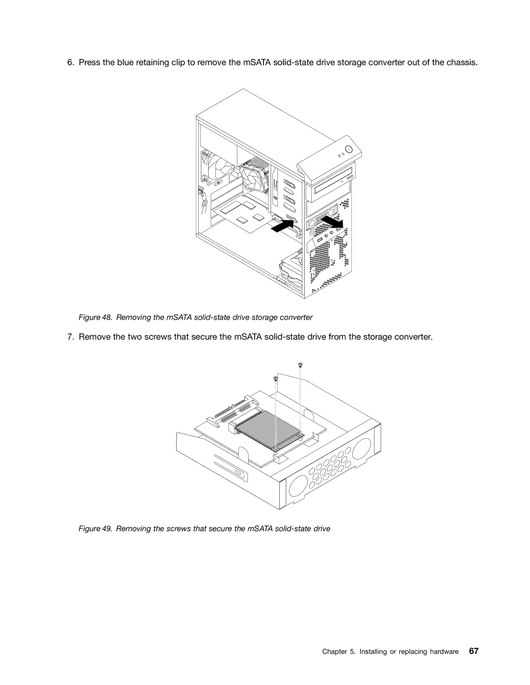 Lenovo 10AB000KUS manual Removing the mSATA solid-state drive storage converter 