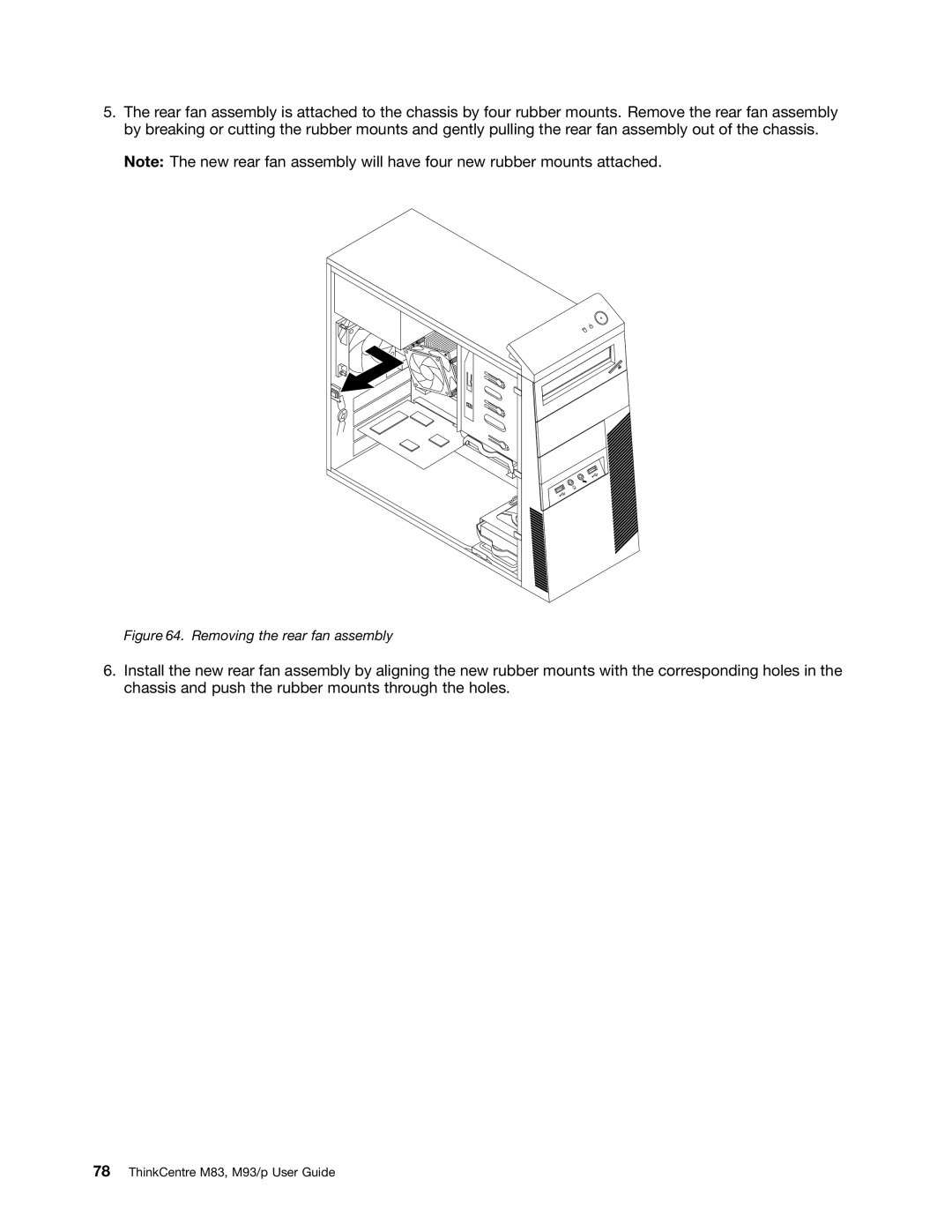 Lenovo 10AB000KUS manual Removing the rear fan assembly 