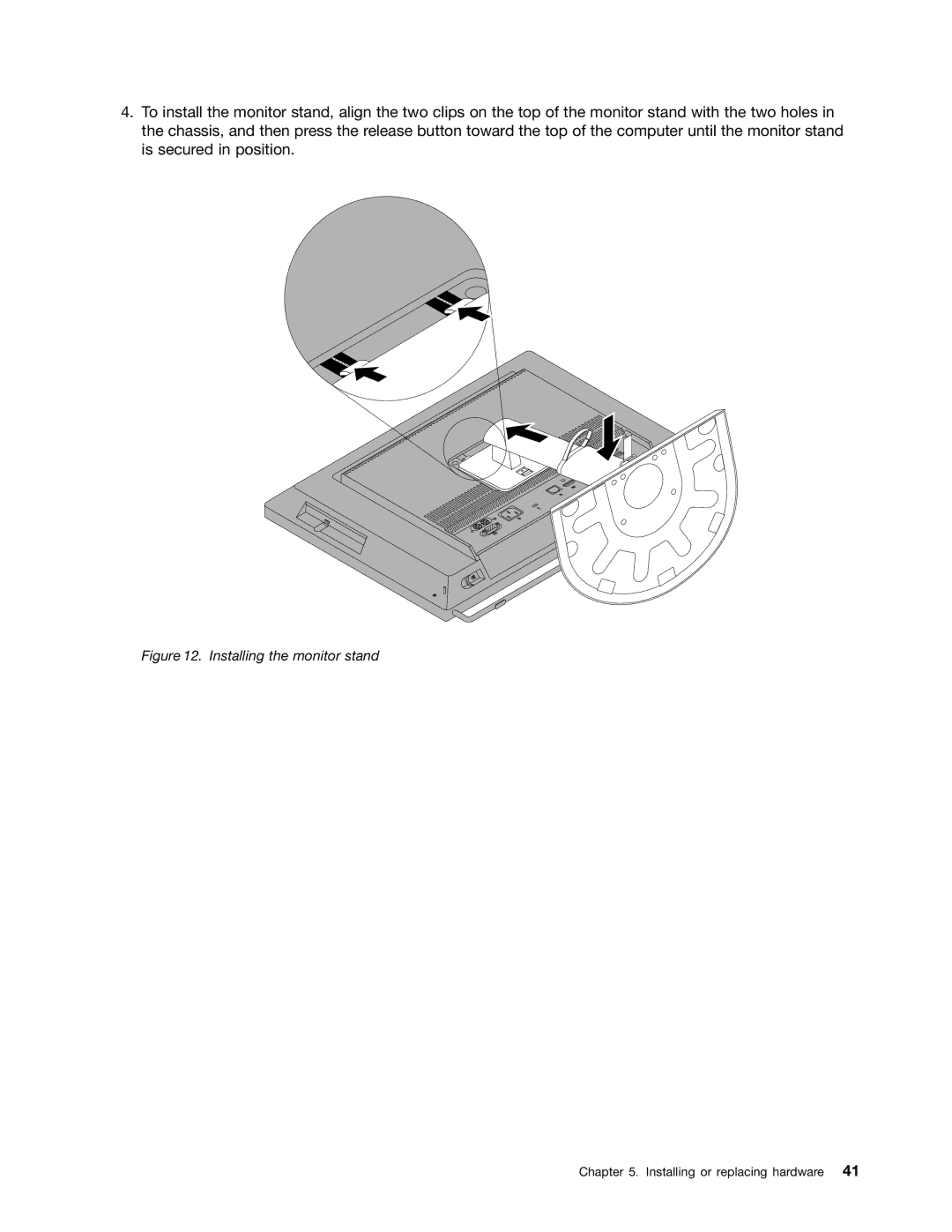 Lenovo 10AC0011US, 10AD0006US, 10AF0005US manual Installing the monitor stand 