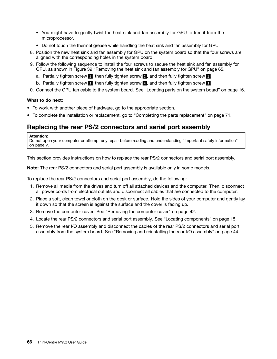 Lenovo 10AD0006US, 10AF0005US, 10AC0011US manual Replacing the rear PS/2 connectors and serial port assembly 