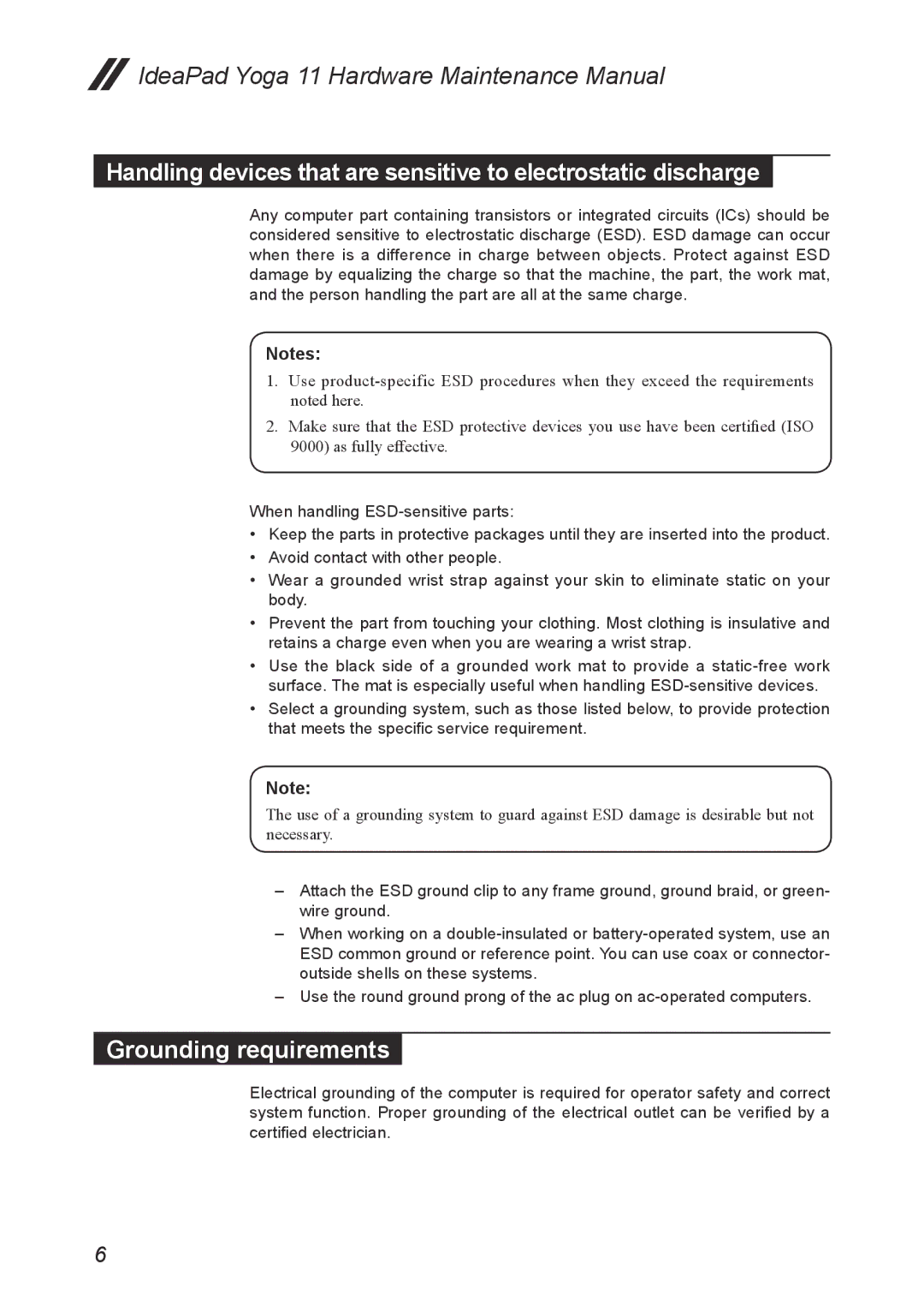 Lenovo 11 manual Grounding requirements 