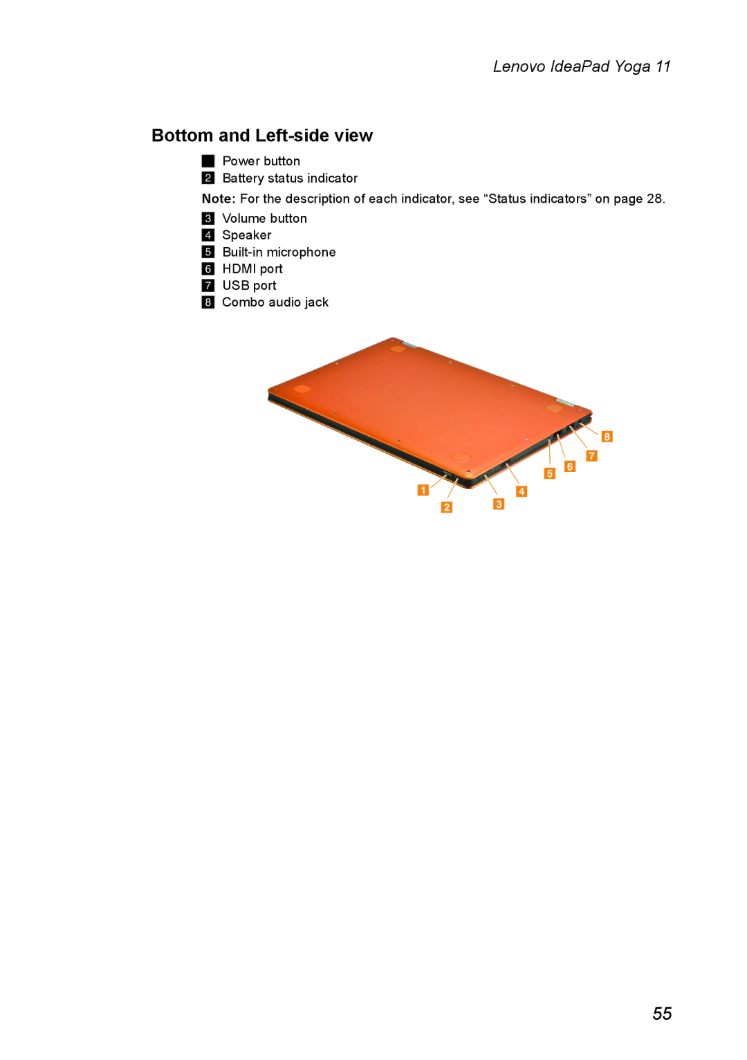 Lenovo 11 manual Bottom and Left-side view 