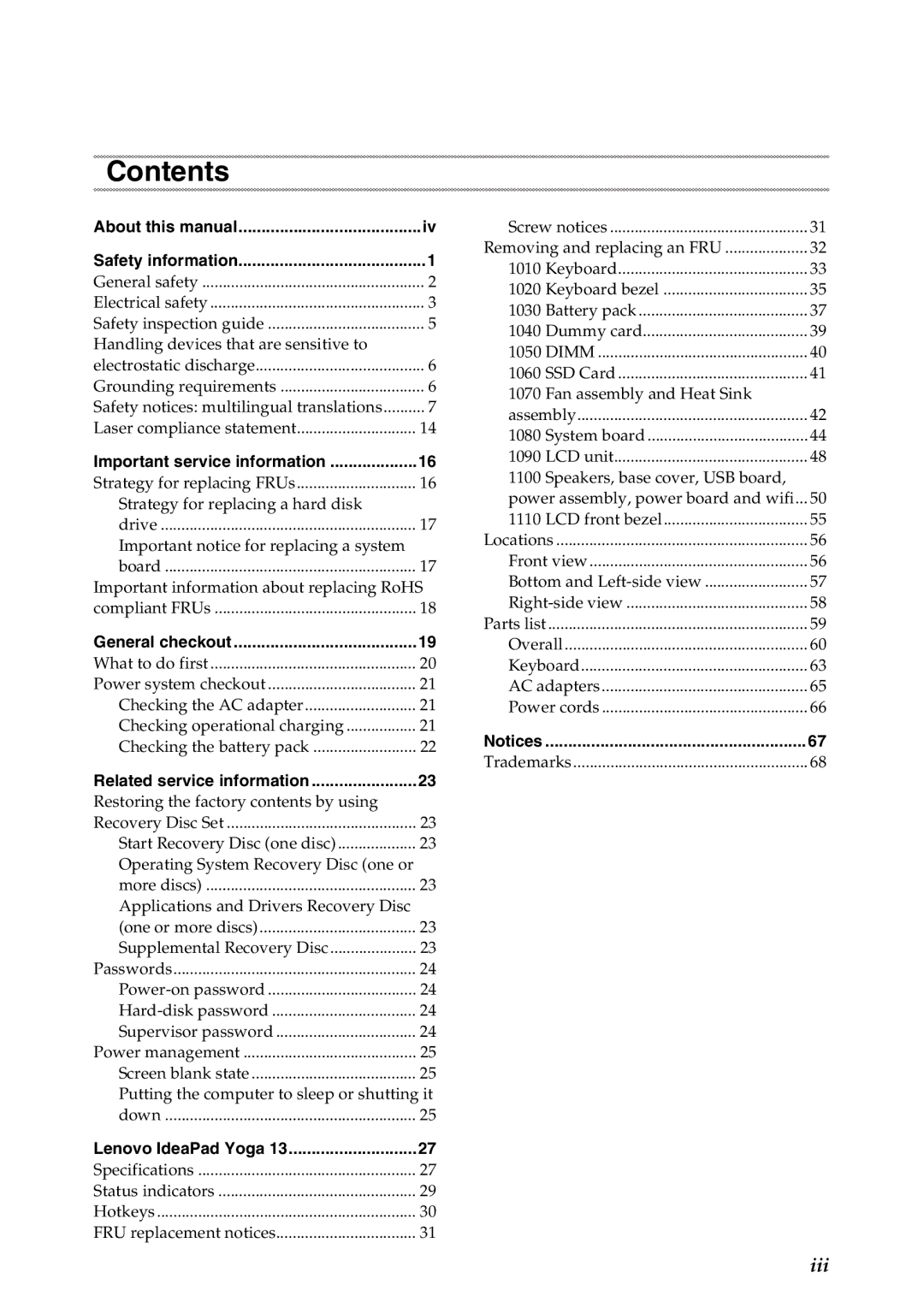 Lenovo 13 manual Contents 