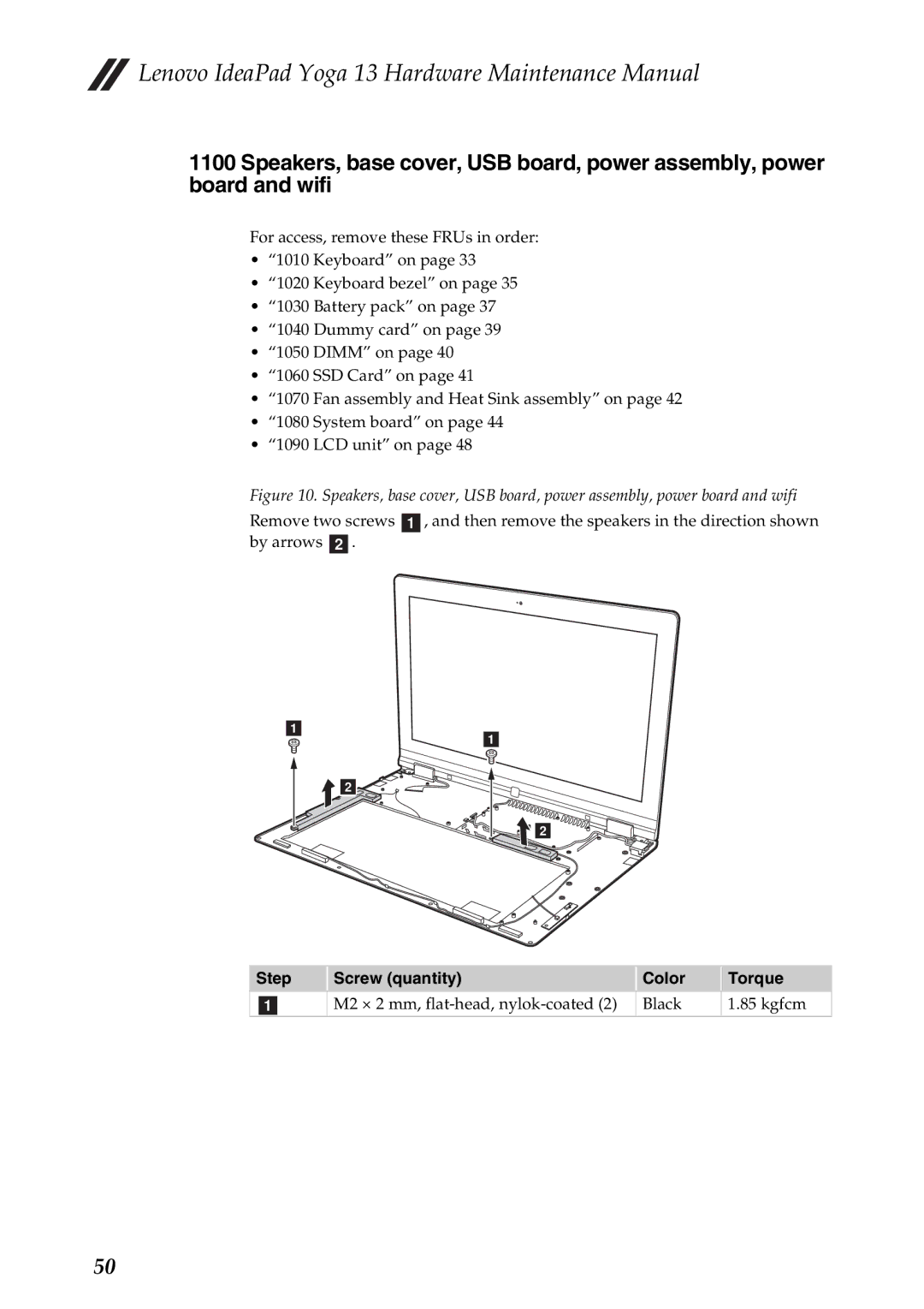 Lenovo 13 manual M2 × 2 mm, flat-head, nylok-coated Black Kgfcm 