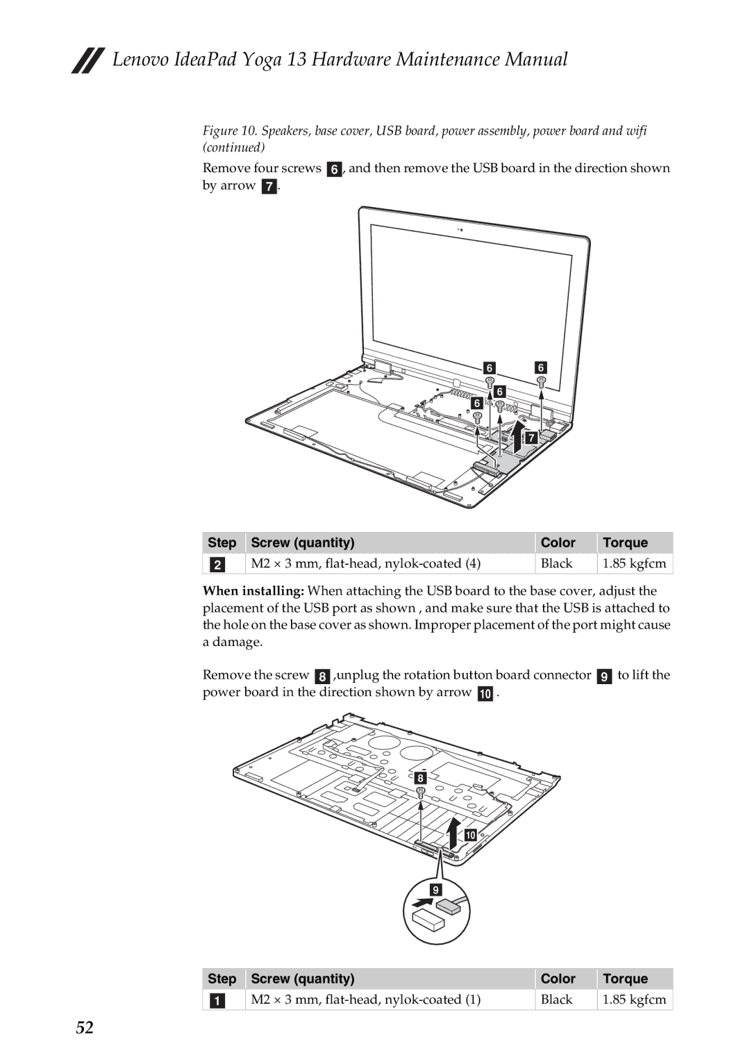 Lenovo 13 manual M2 × 3 mm, flat-head, nylok-coated Black Kgfcm 