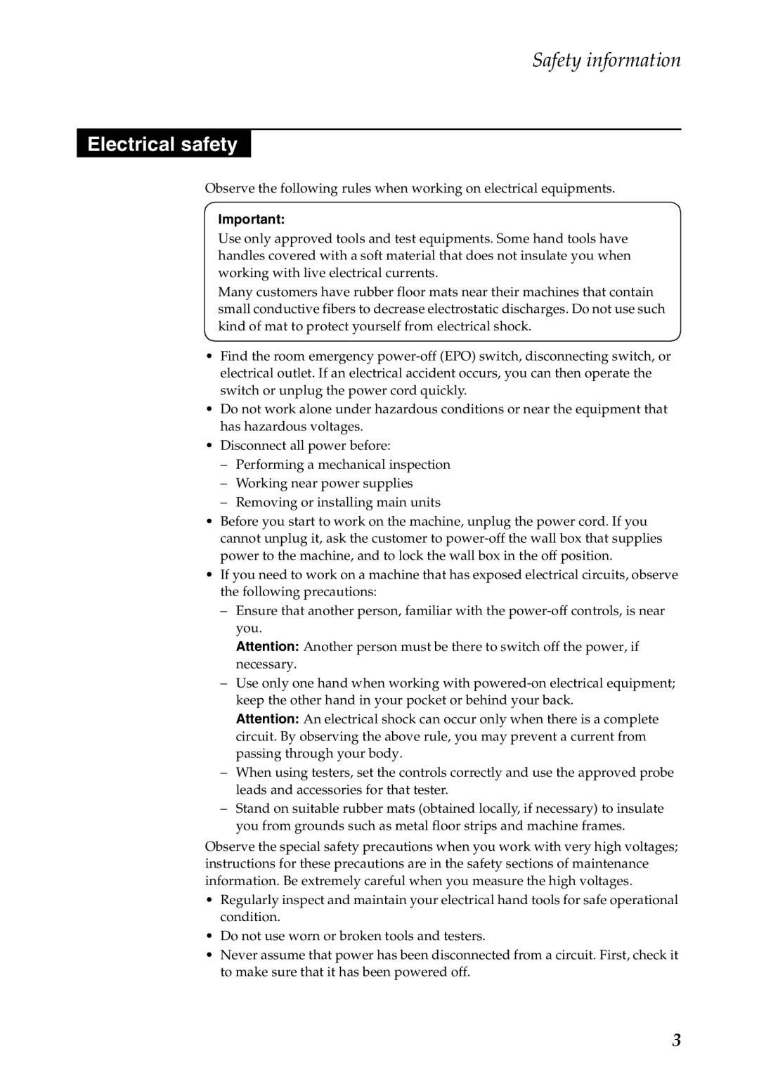 Lenovo 13 manual Electrical safety 