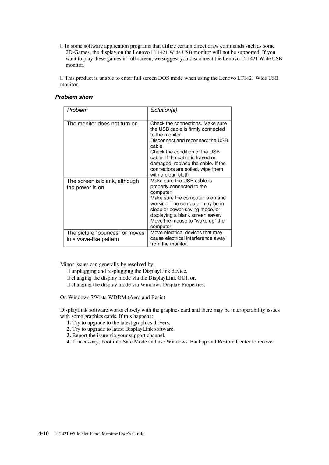 Lenovo 1452DB6 manual Problem show 