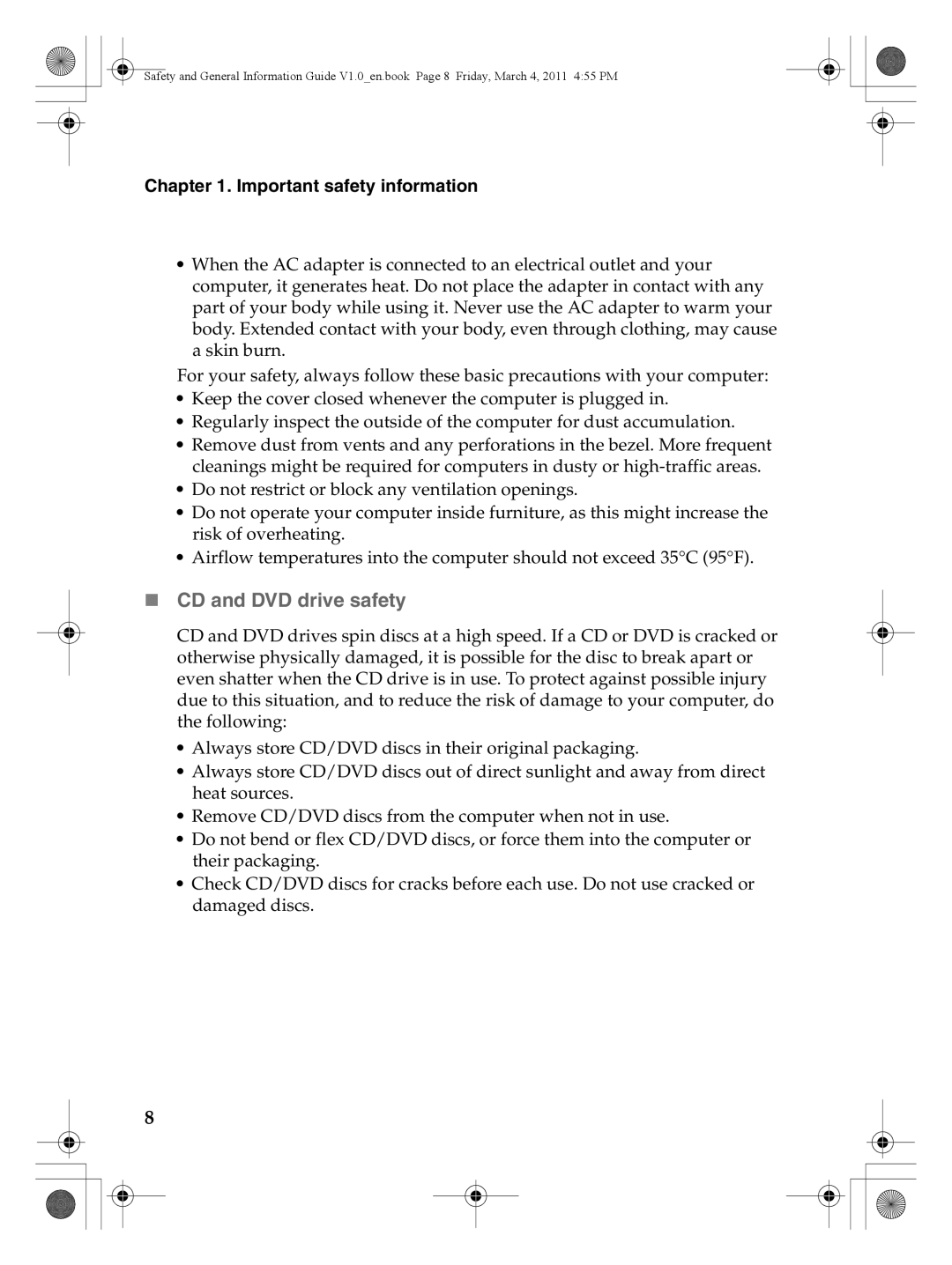 Lenovo 147500112 manual „ CD and DVD drive safety 