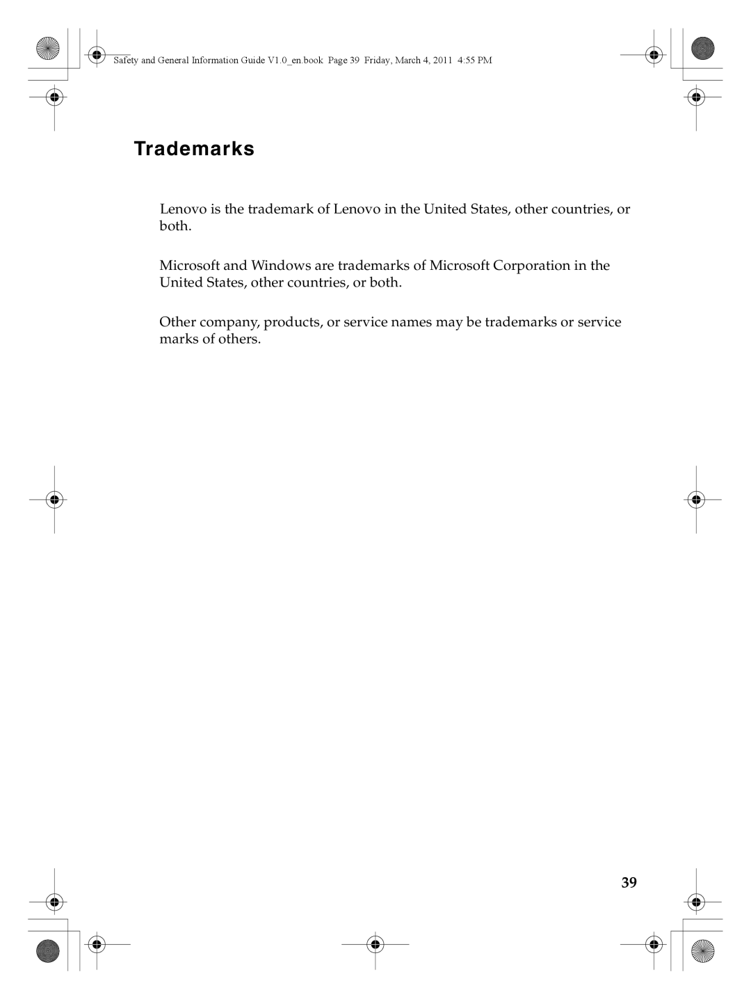 Lenovo 147500112 manual Trademarks 