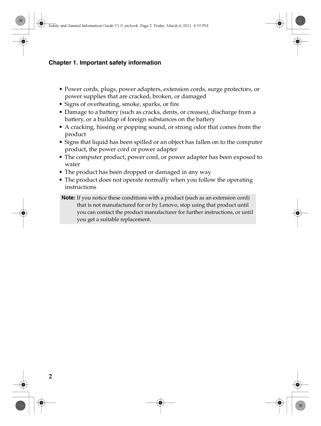 Lenovo 147500112 manual Important safety information 