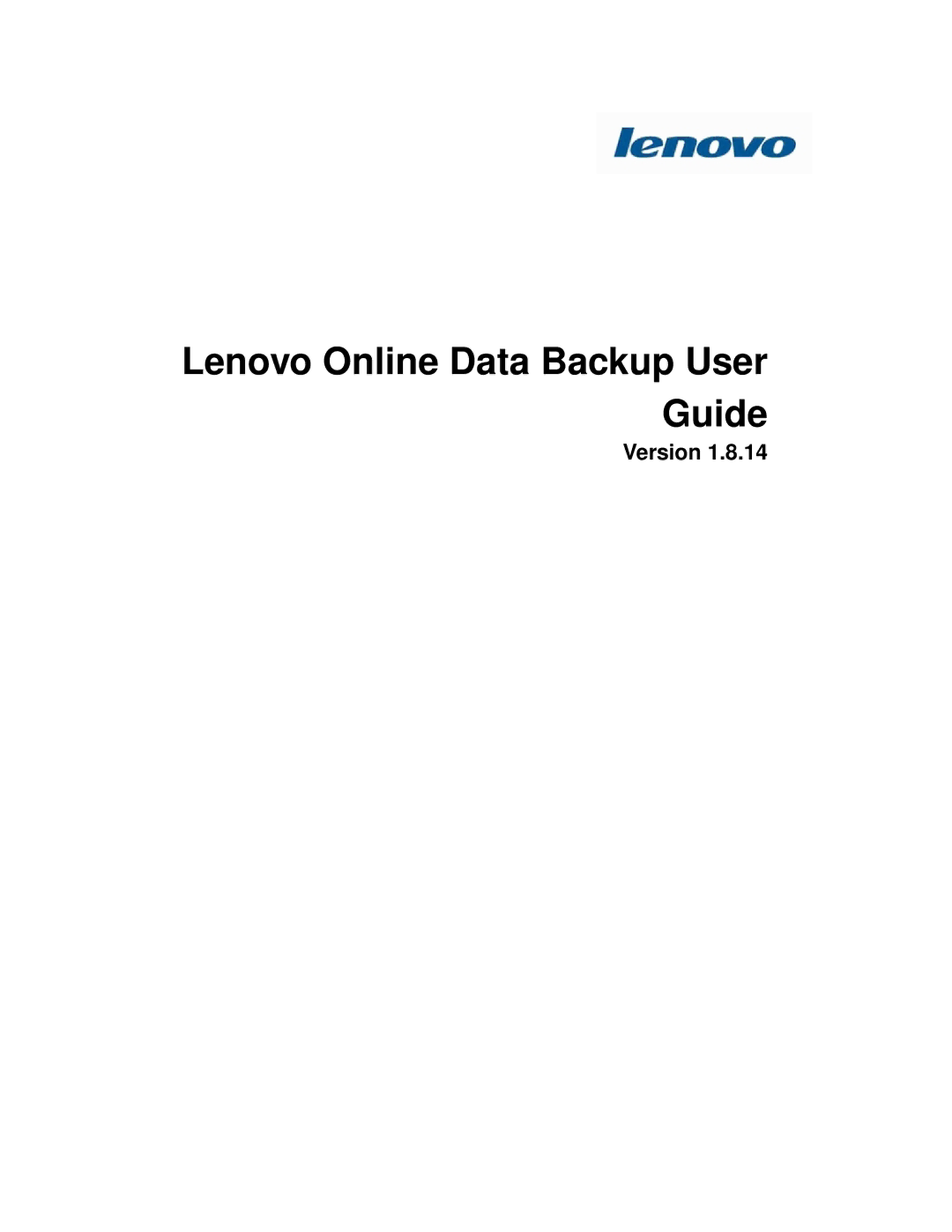 Lenovo 1.8.14 manual Lenovo Online Data Backup User Guide 