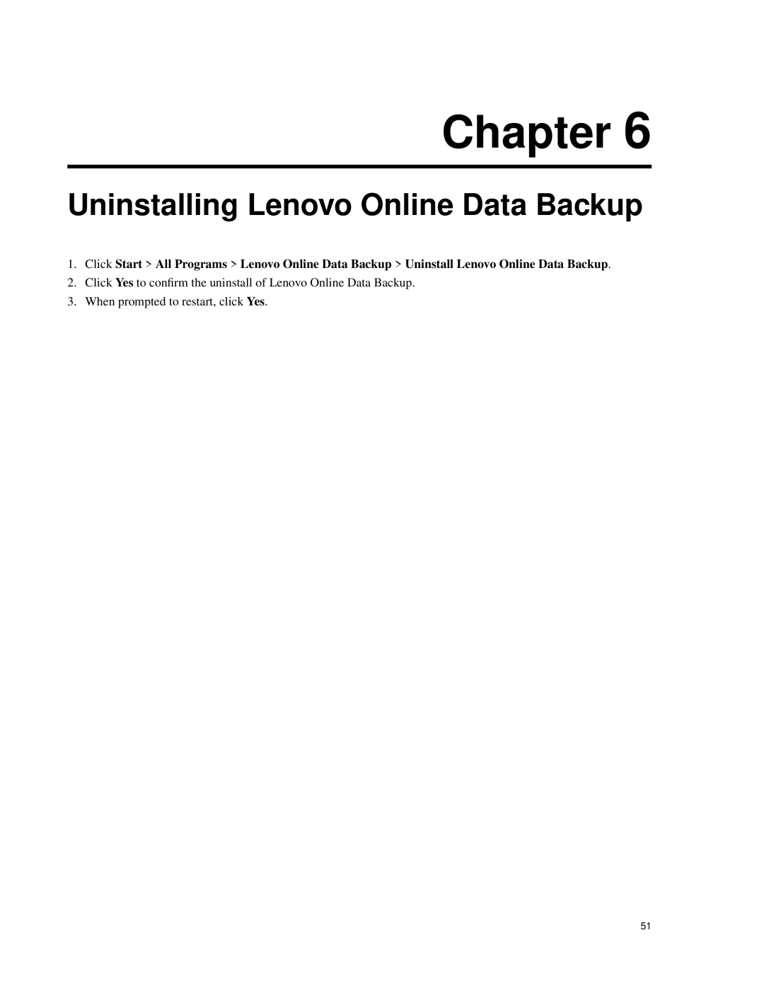 Lenovo 1.8.14 manual Uninstalling Lenovo Online Data Backup 