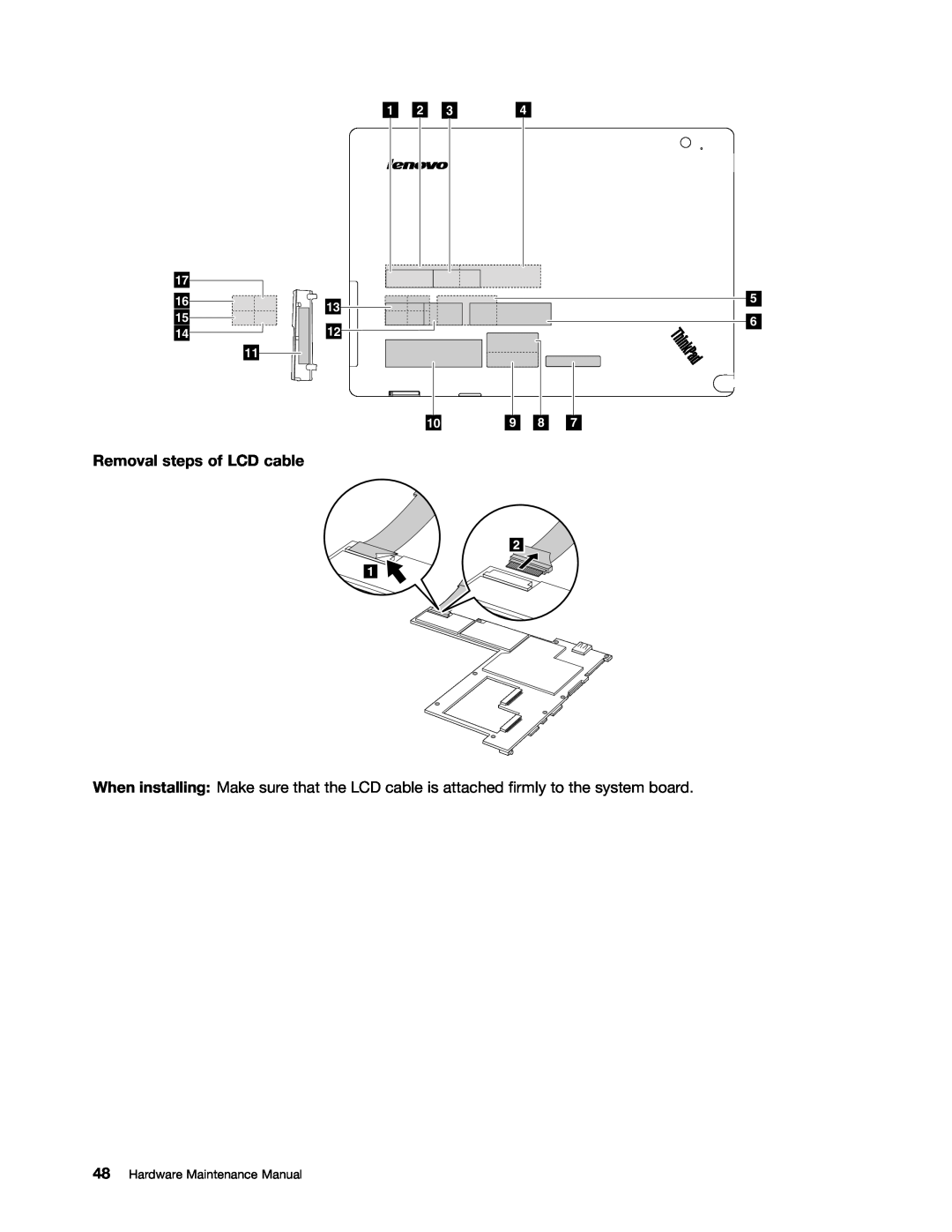 Lenovo 183825U, 183822U manual Removal steps of LCD cable, Hardware Maintenance Manual 