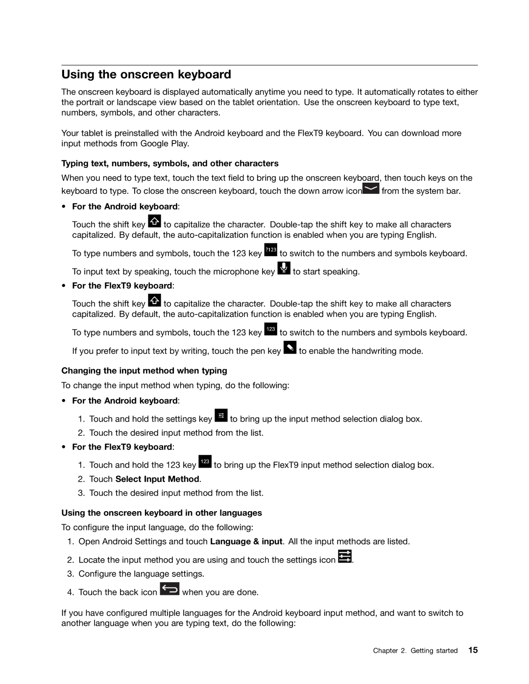 Lenovo 183825U manual Using the onscreen keyboard 