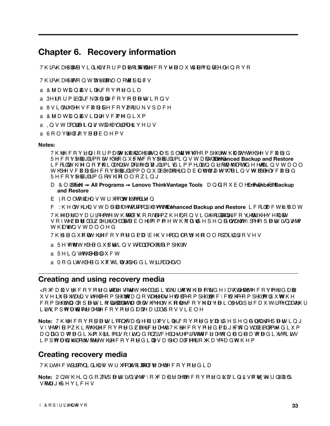 Lenovo 1761, 1938, 1962, 1942, 1837, 1782 Recovery information, Creating and using recovery media, Creating recovery media 