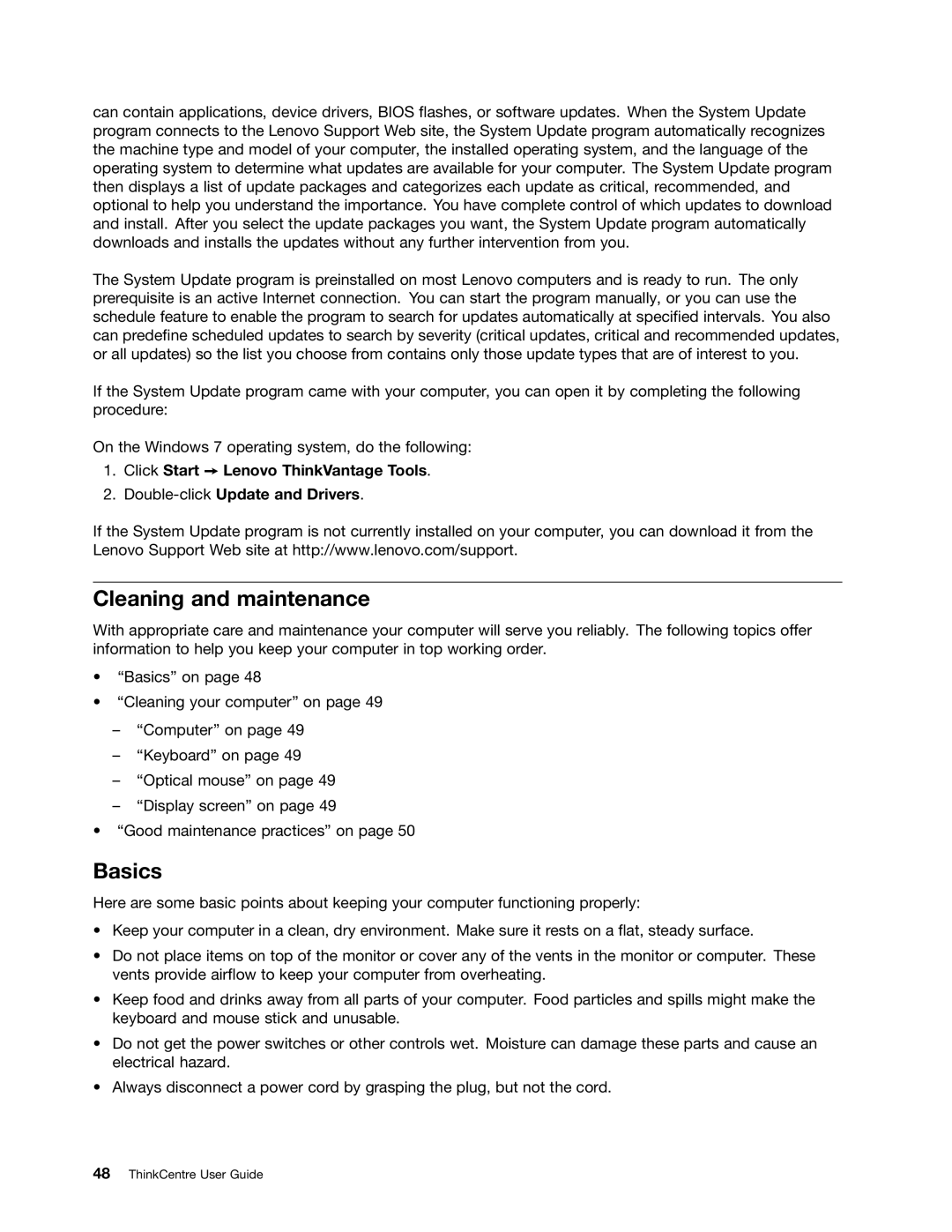 Lenovo 1761, 1938, 1962, 1942, 1837, 1782, 1739, 1762, 1665, 1738, 1664, 1763, 1741, 1677, 1654 manual Cleaning and maintenance, Basics 