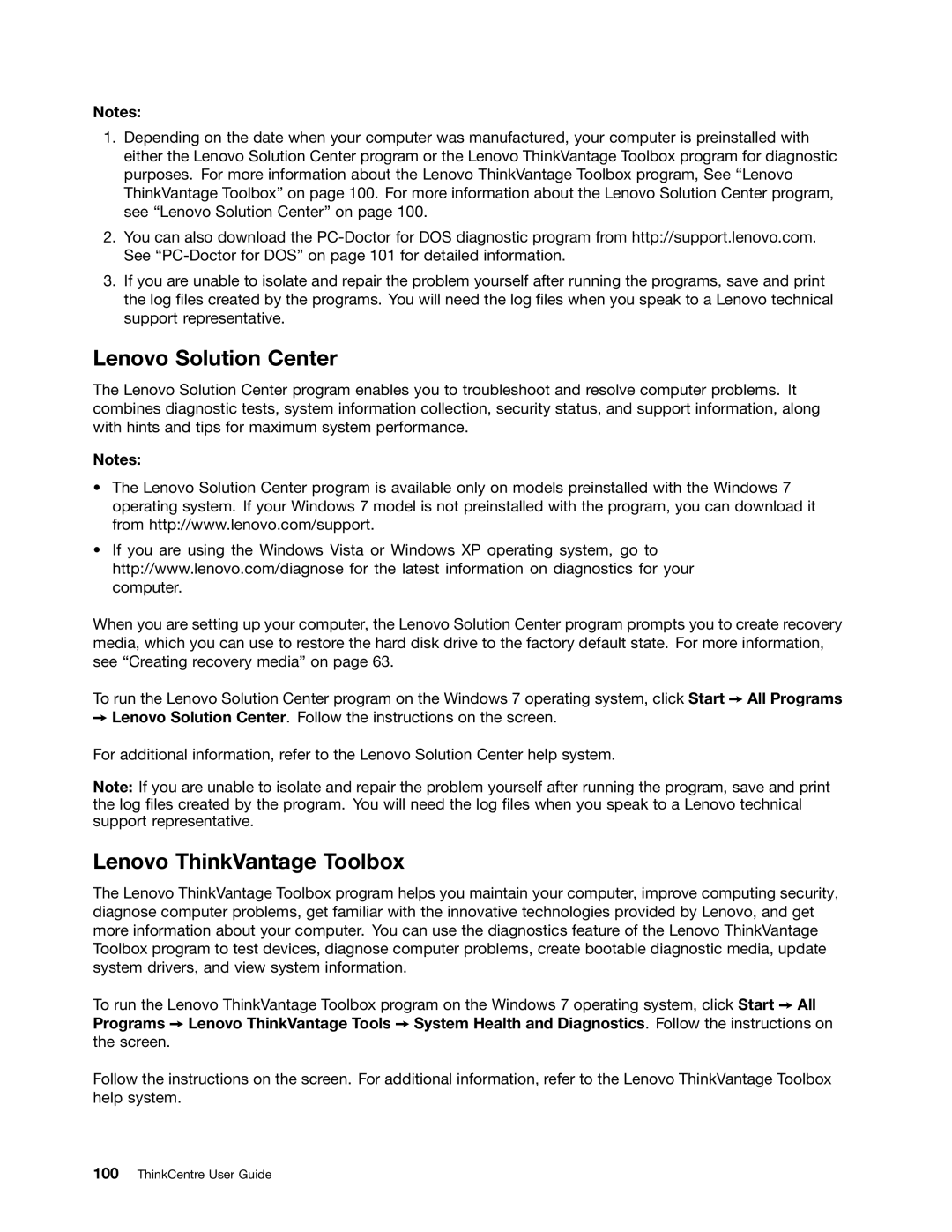 Lenovo 1986, 1993, 1995, 1985, 1987, 1994, 1982, 1983, 1990, 1992 manual Lenovo Solution Center, Lenovo ThinkVantage Toolbox 