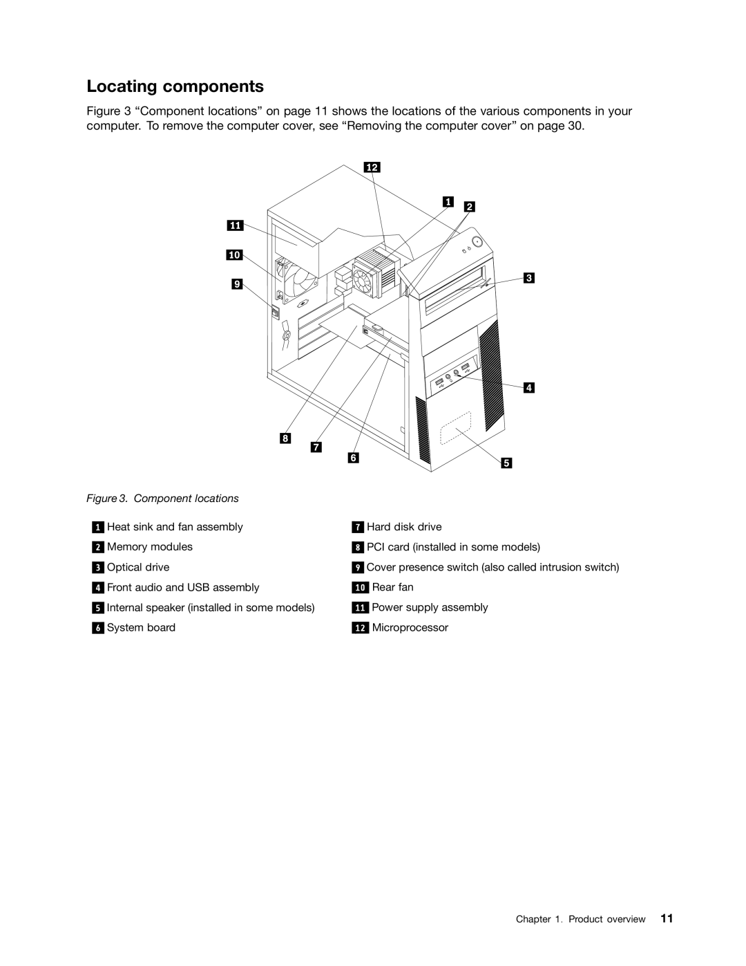 Lenovo 1985, 1993, 1995, 1986, 1987, 1994, 1982, 1983, 1990, 1992 manual Locating components, Component locations 