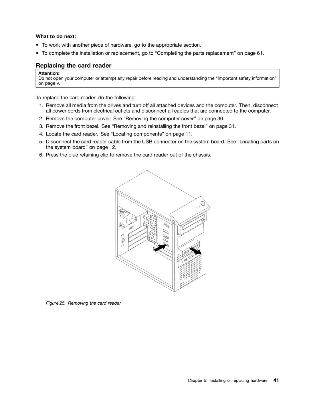 Lenovo 1985, 1993, 1995, 1986, 1987, 1994, 1982, 1983, 1990, 1992 manual Replacing the card reader, Removing the card reader 