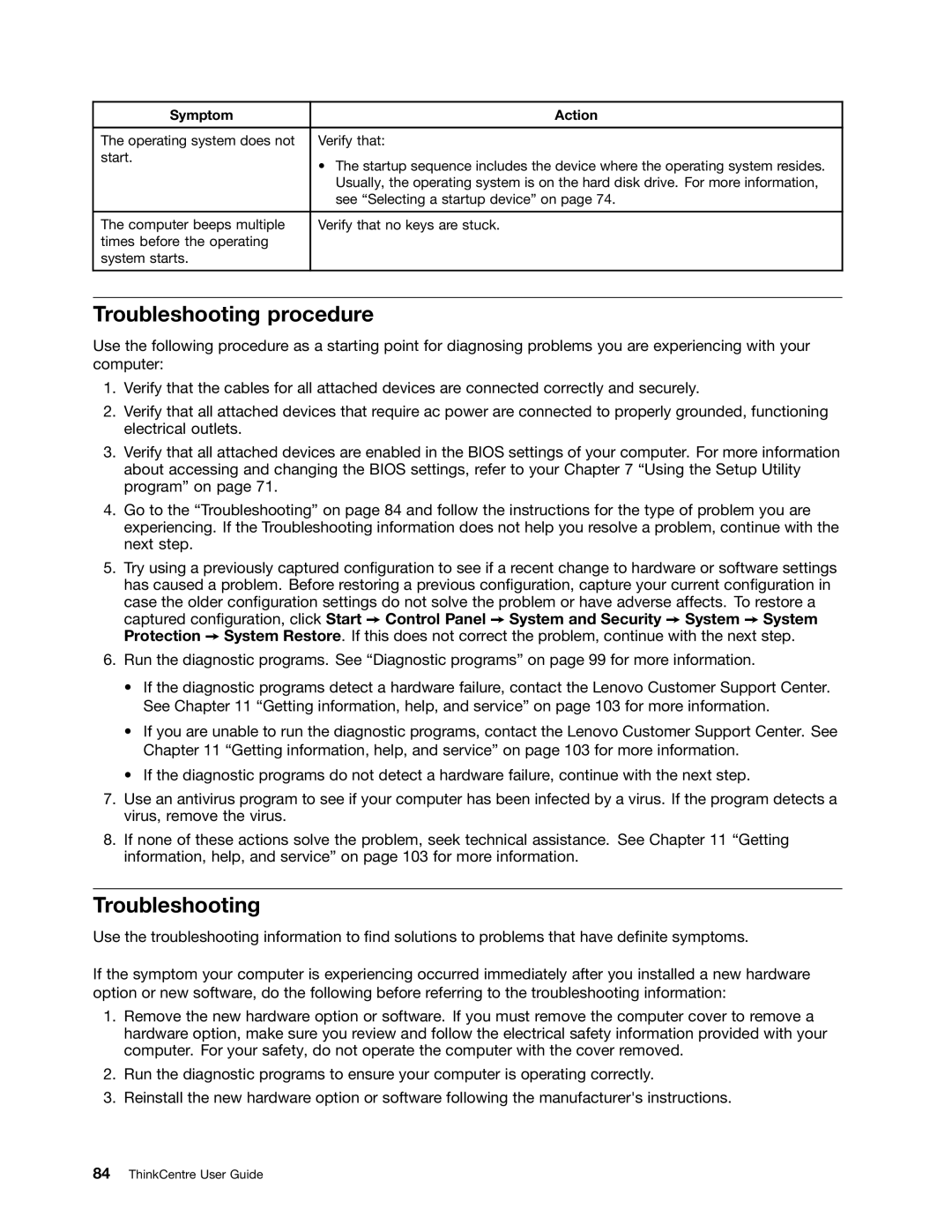 Lenovo 1982, 1993, 1995, 1986, 1985, 1987, 1994, 1983, 1990, 1992 manual Troubleshooting procedure 