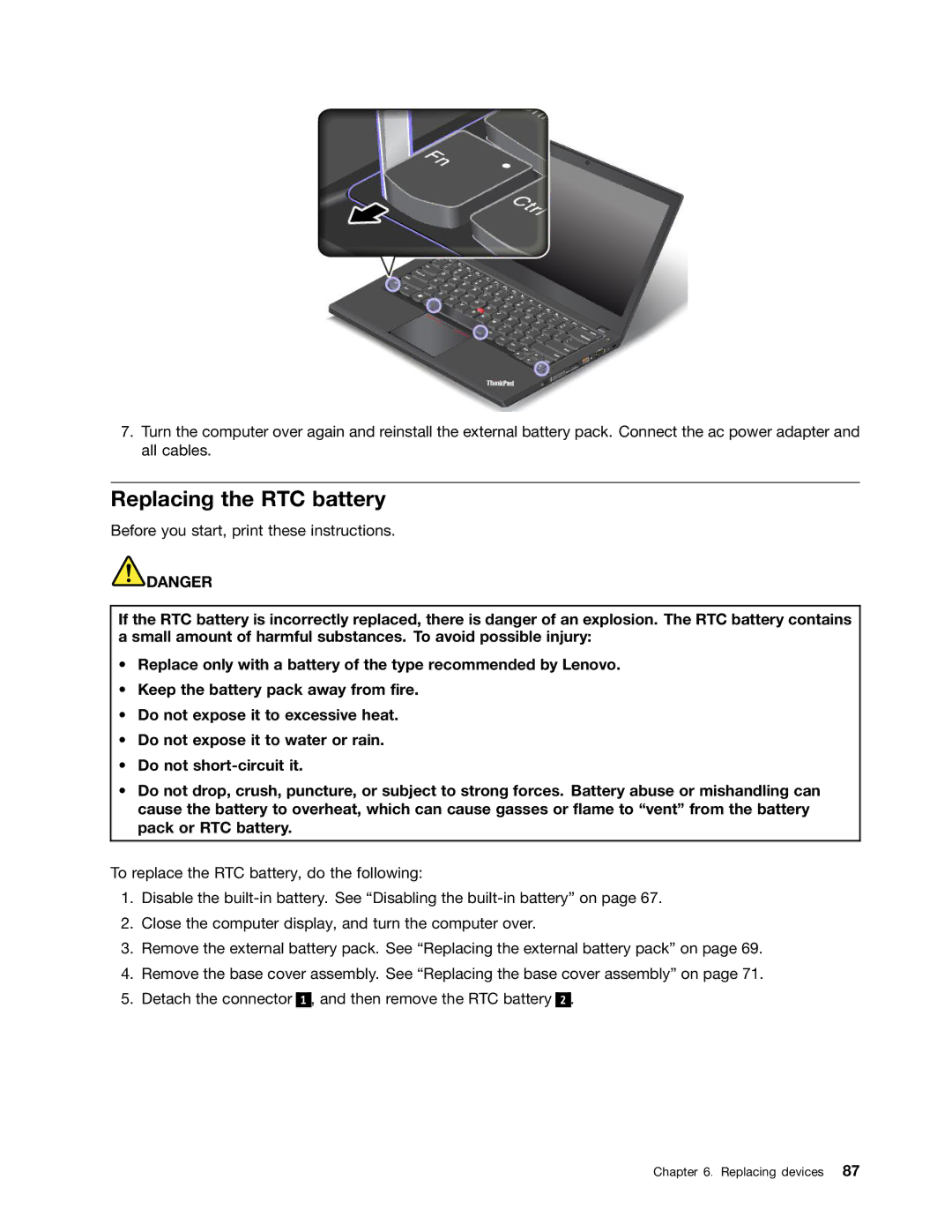 Lenovo 20AQ004JUS, 20AQ006HUS manual Replacing the RTC battery 