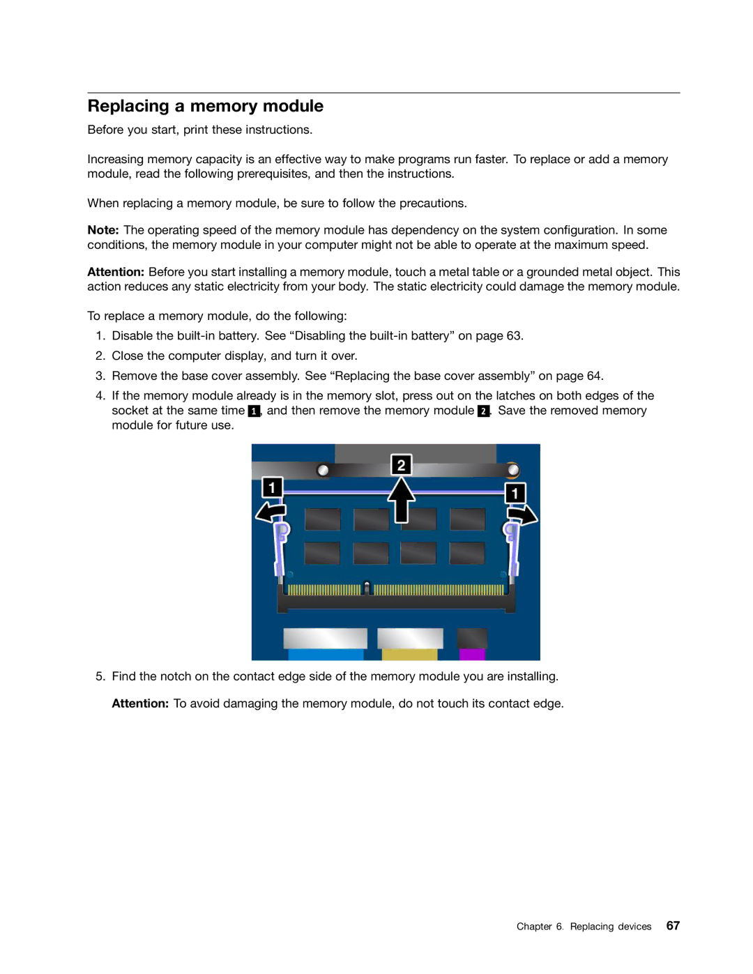 Lenovo 20AX000VUS manual Replacing a memory module 