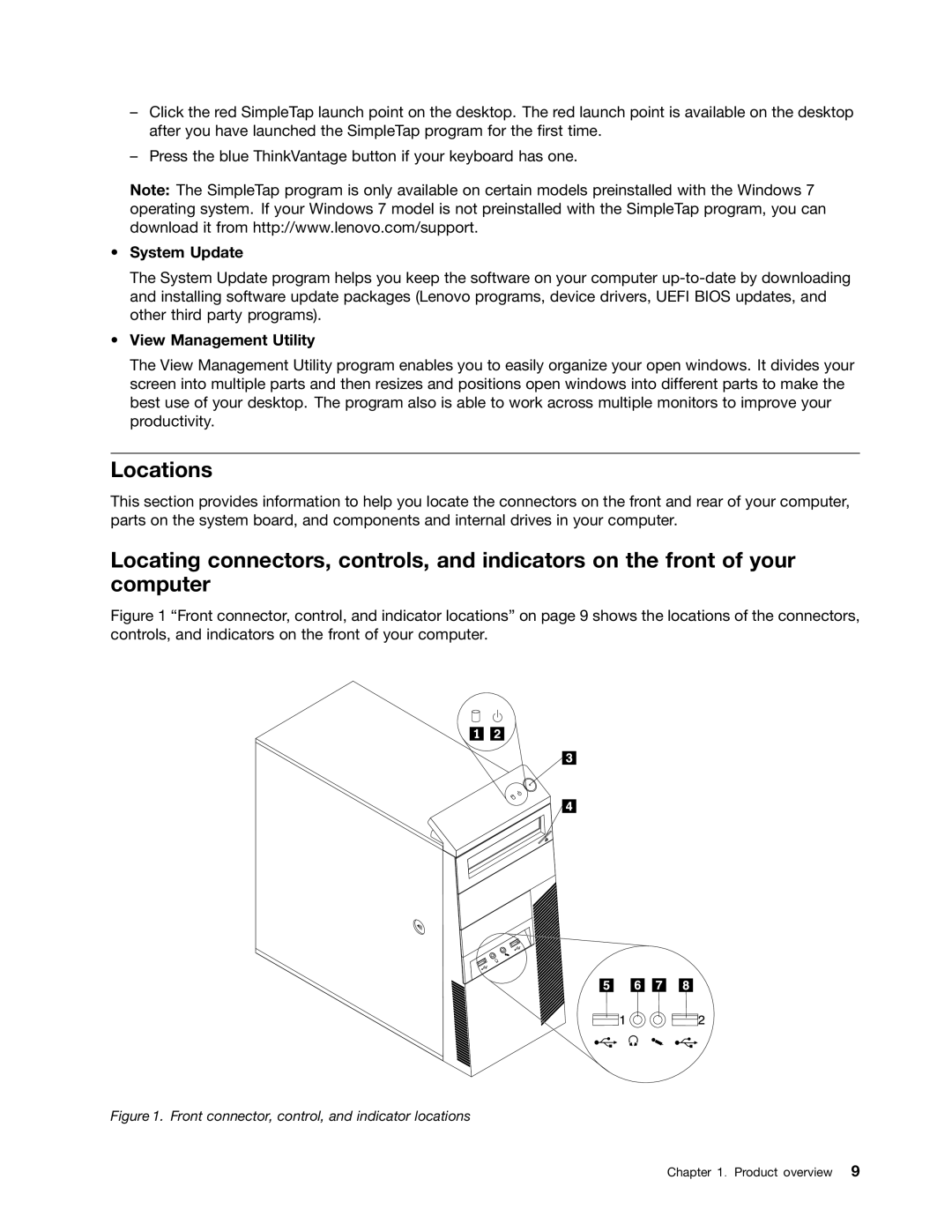 Lenovo 2111, 2112, 2110, 2011, 1663, 1565, 1662, 1562, 1766, 1765 manual Locations, System Update, View Management Utility 